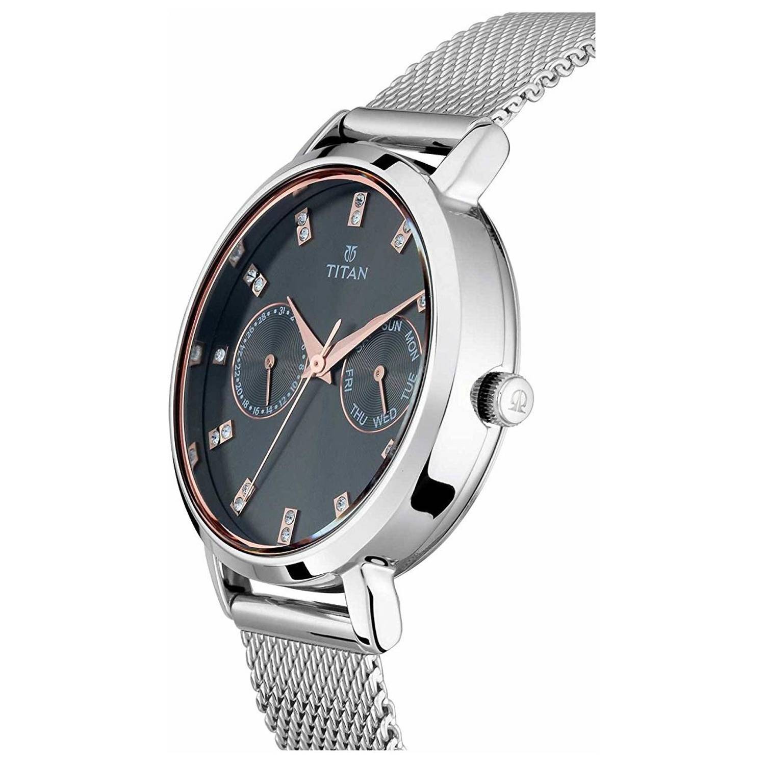Titan Sparkle Anthracite Dial Analog Multi Function Watch For Ladies Titan Sparkle Anthracite Dial Analog Multi Function Watch For Ladies