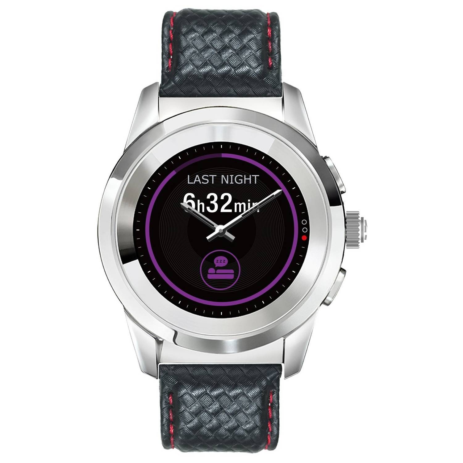 MyKronoz ZeTime Petite Premium Polished Silver/Black Carbon Red Stitching MyKronoz ZeTime Petite Premium Polished Silver/Black Carbon Red Stitching