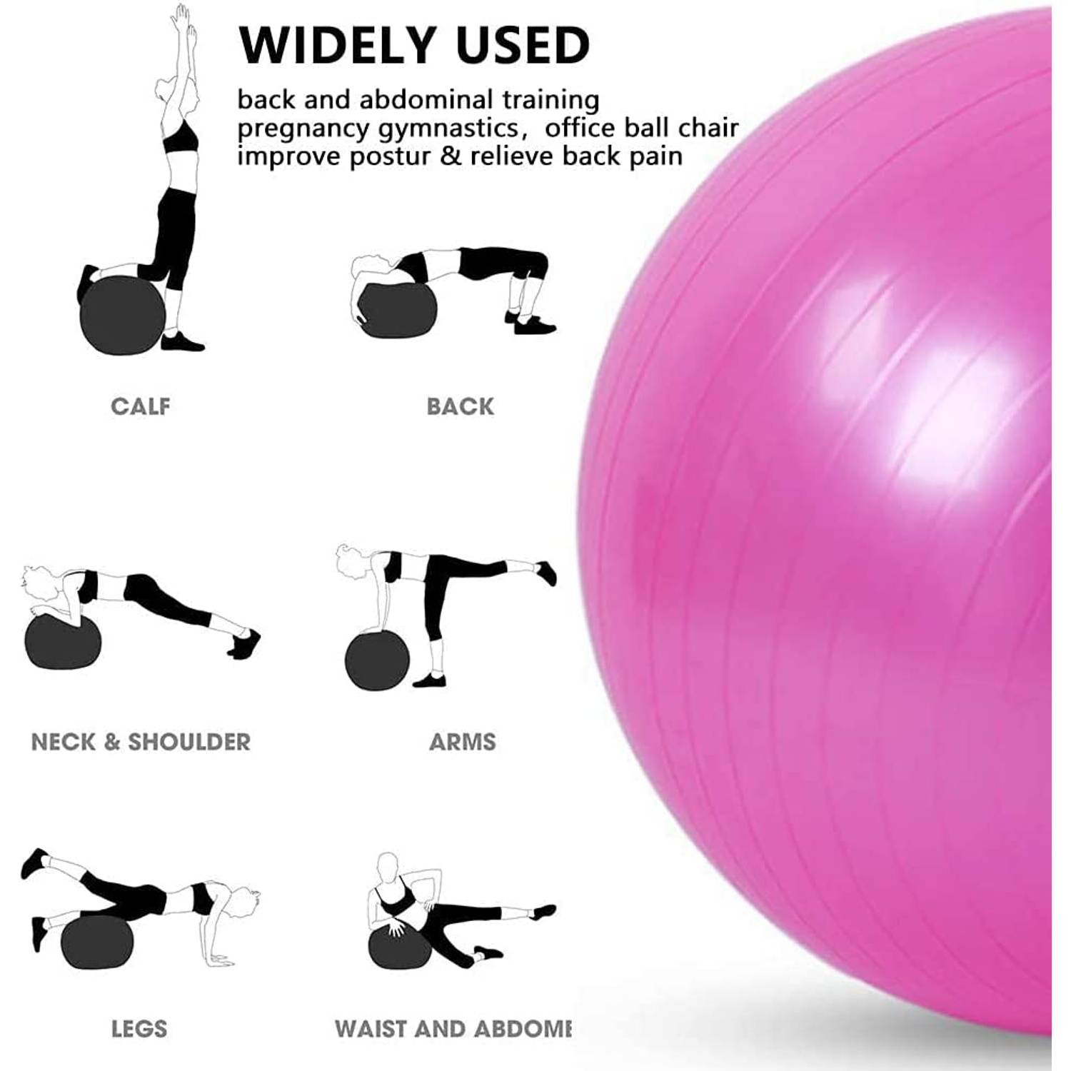 ULTIMAX Yoga Ball Exercise Fitness Heavy Duty Anti-Burst Stability Ball for Fitness Gym Yoga Pilates Birthing Pregnancy Physical Therapy with Quick Pump (85 cm- Pink) ULTIMAX Yoga Ball Exercise Fitness Heavy Duty Anti-Burst Stability Ball for Fitness Gym Yoga Pilates Birthing Pregnancy Physical Therapy with Quick Pump (85 cm- Pink)