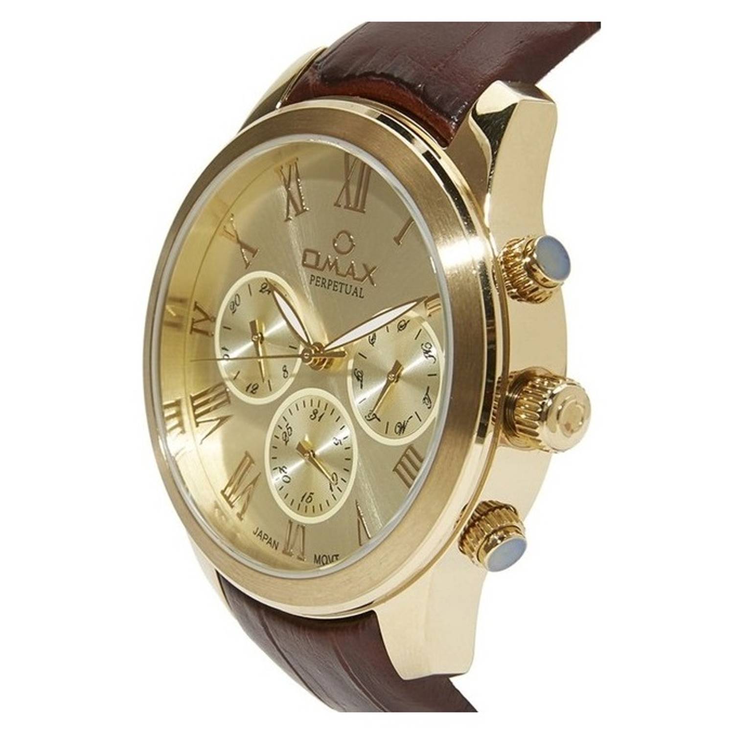 Omax PG10G15I Mens Multifunction Leather Watch Omax PG10G15I Mens Multifunction Leather Watch