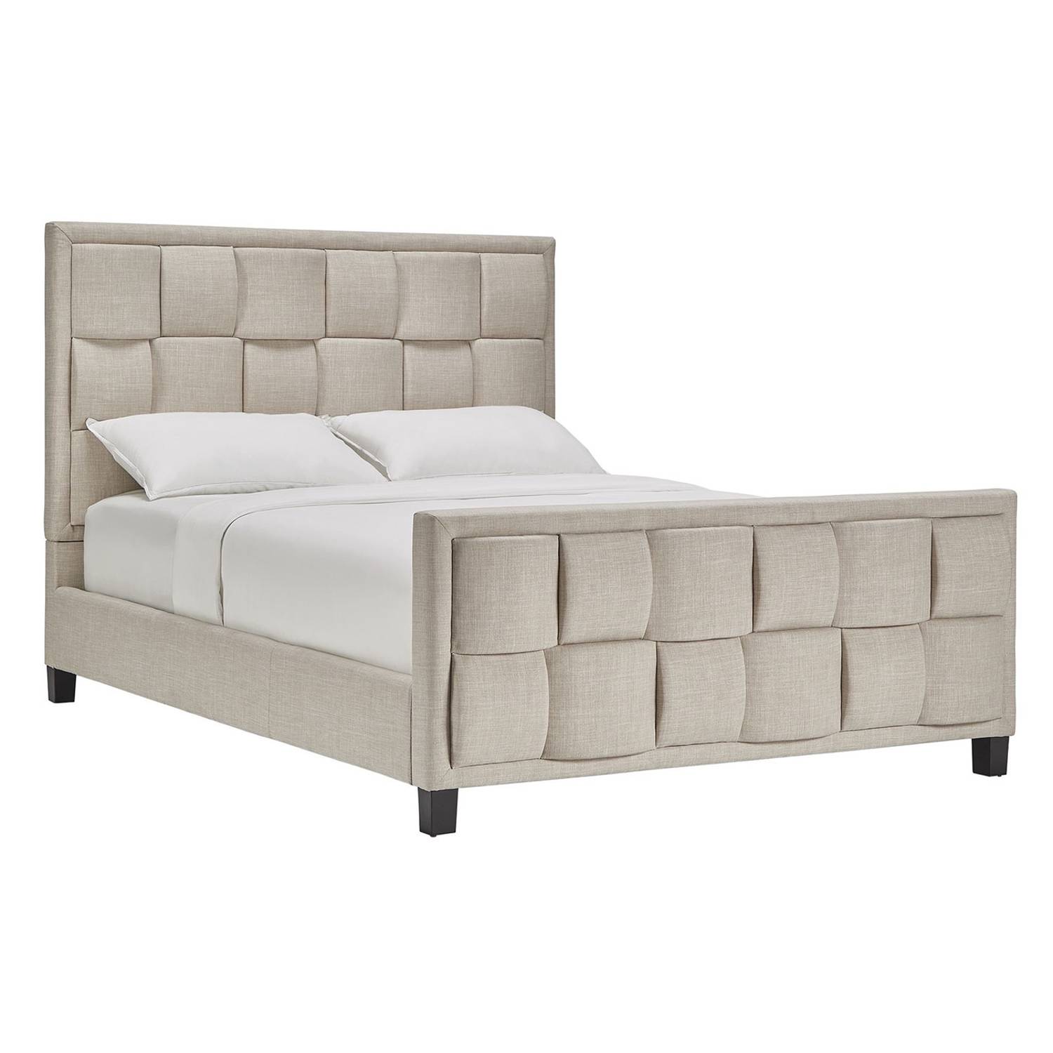 Upholstered Cotton and Polyester Bed Frame Queen with Mattress Beige Upholstered Cotton and Polyester Bed Frame Queen with Mattress Beige