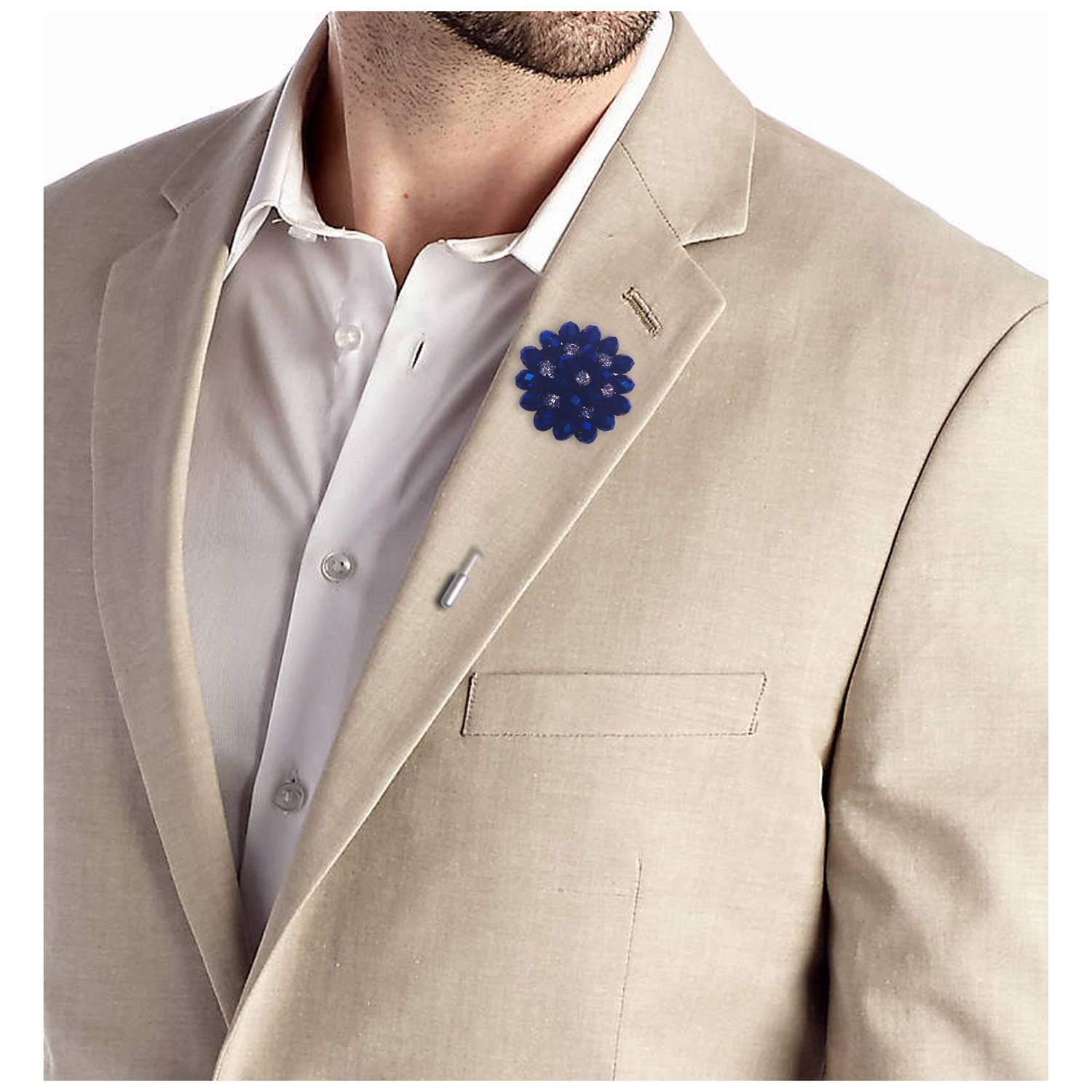 Soko Mesh Handcrafted Flower Boutonniere Blue & Silver For Men Soko Mesh Handcrafted Flower Boutonniere Blue & Silver For Men