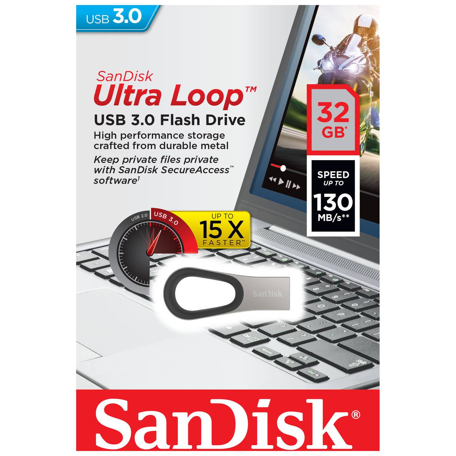 Sandisk Ultra Loop USB 3.0 Flash Drive 32GB SDCZ93-032G-G46 Sandisk Ultra Loop USB 3.0 Flash Drive 32GB SDCZ93-032G-G46