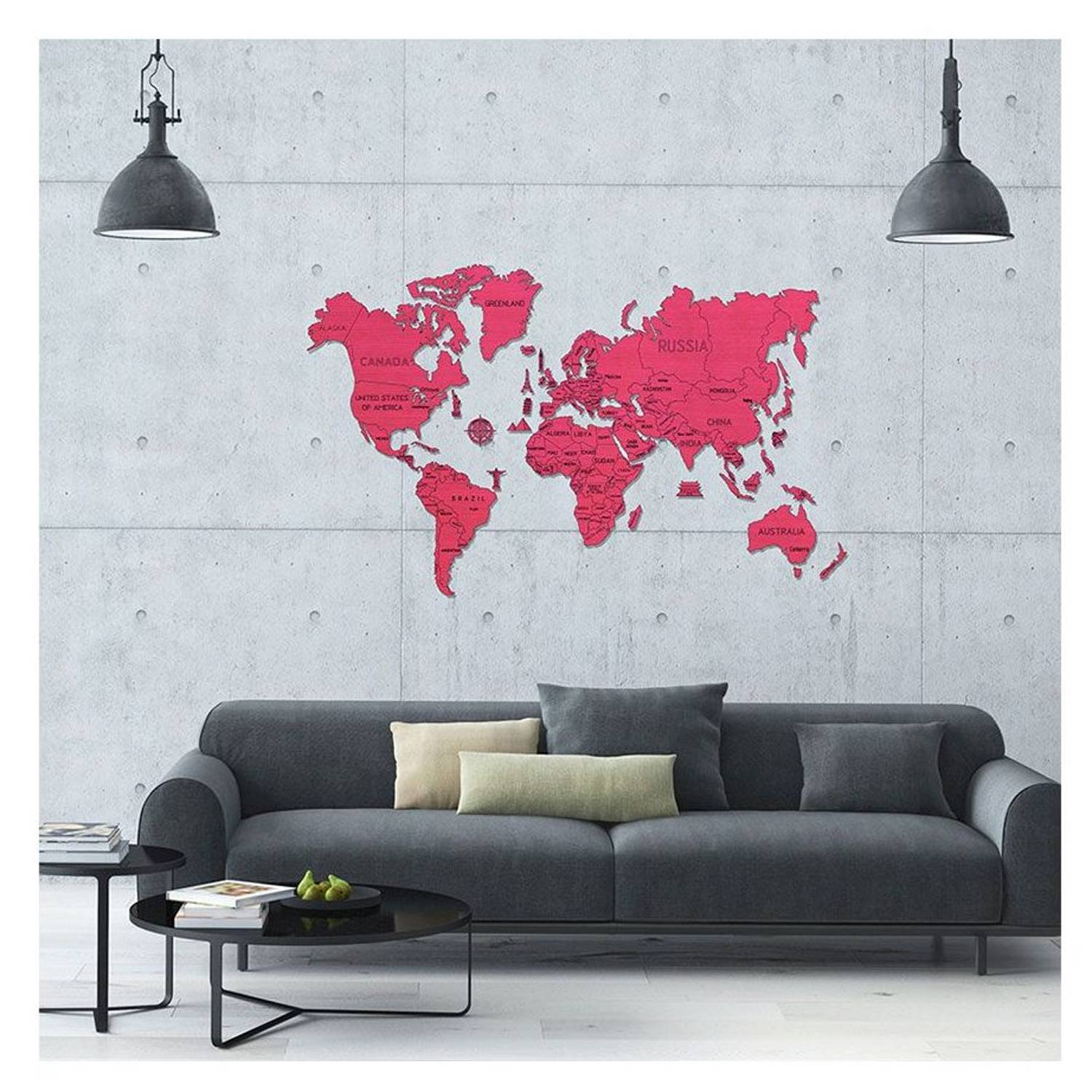 Wooden City Wooden World Map XL Coral Wooden City Wooden World Map XL Coral