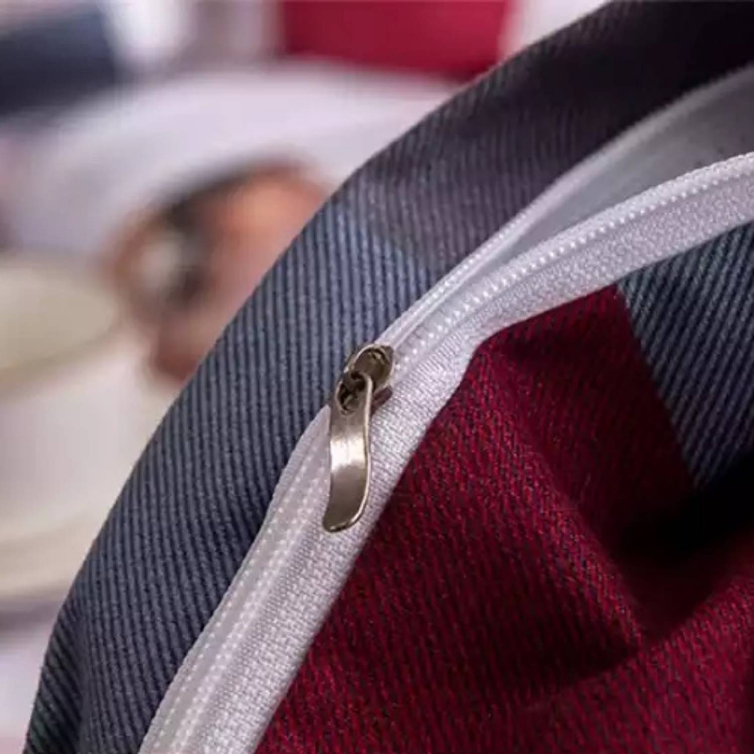 Luna Home King Size 6 Pieces Bedding Set Without Filler, Red And Blue Color Checkered Design Luna Home King Size 6 Pieces Bedding Set Without Filler, Red And Blue Color Checkered Design