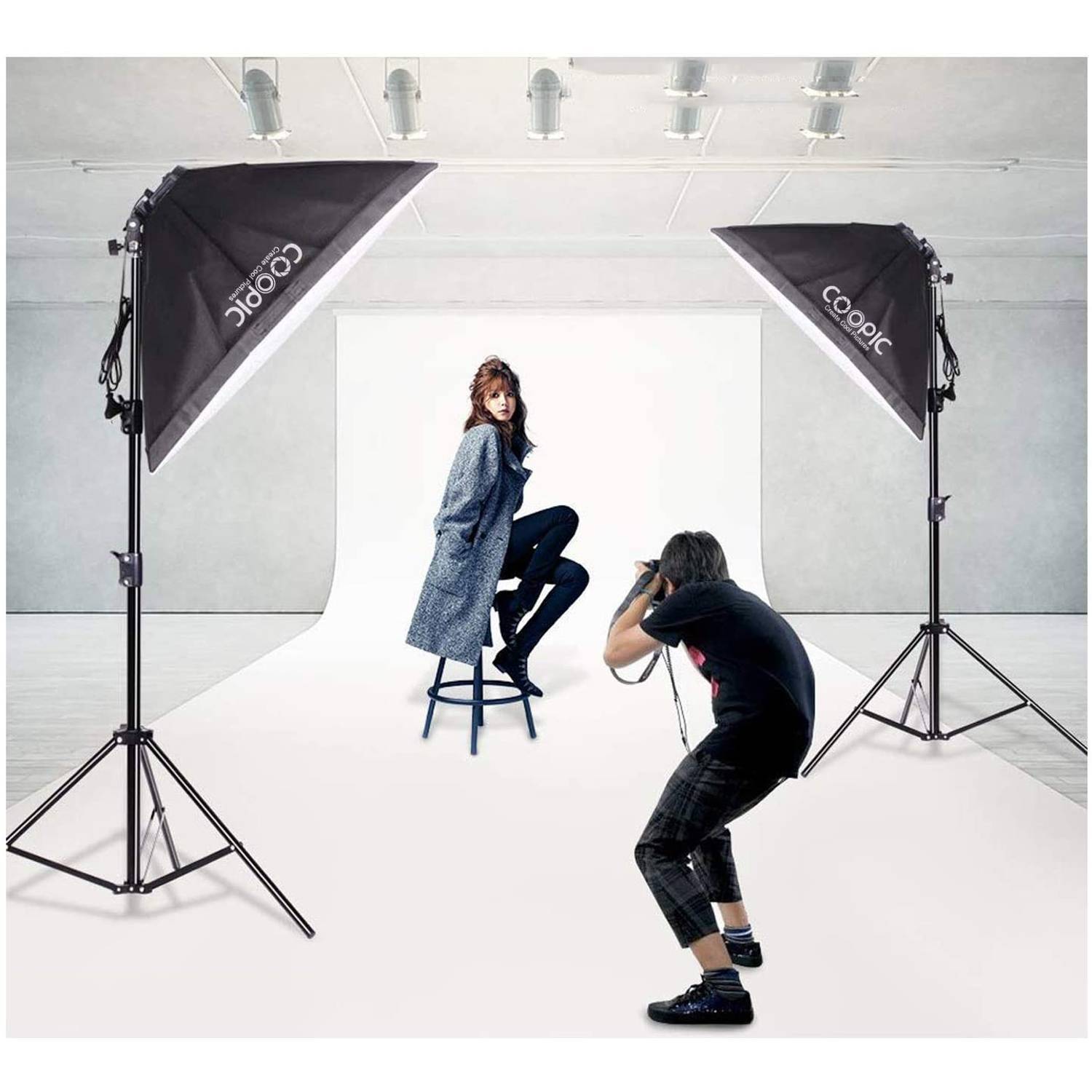 Coopic Kt-1301 Rectangle Softbox Lighting Kit With 2pcs 50x70cm Softbox, 2pcs E27 Bulb Holder, 8pcs 45w Bulbs, 2pcs 200cm Light Stand For Photo Studio Equipment Set Coopic Kt-1301 Rectangle Softbox Lighting Kit With 2pcs 50x70cm Softbox, 2pcs E27 Bulb Holder, 8pcs 45w Bulbs, 2pcs 200cm Light Stand For Photo Studio Equipment Set