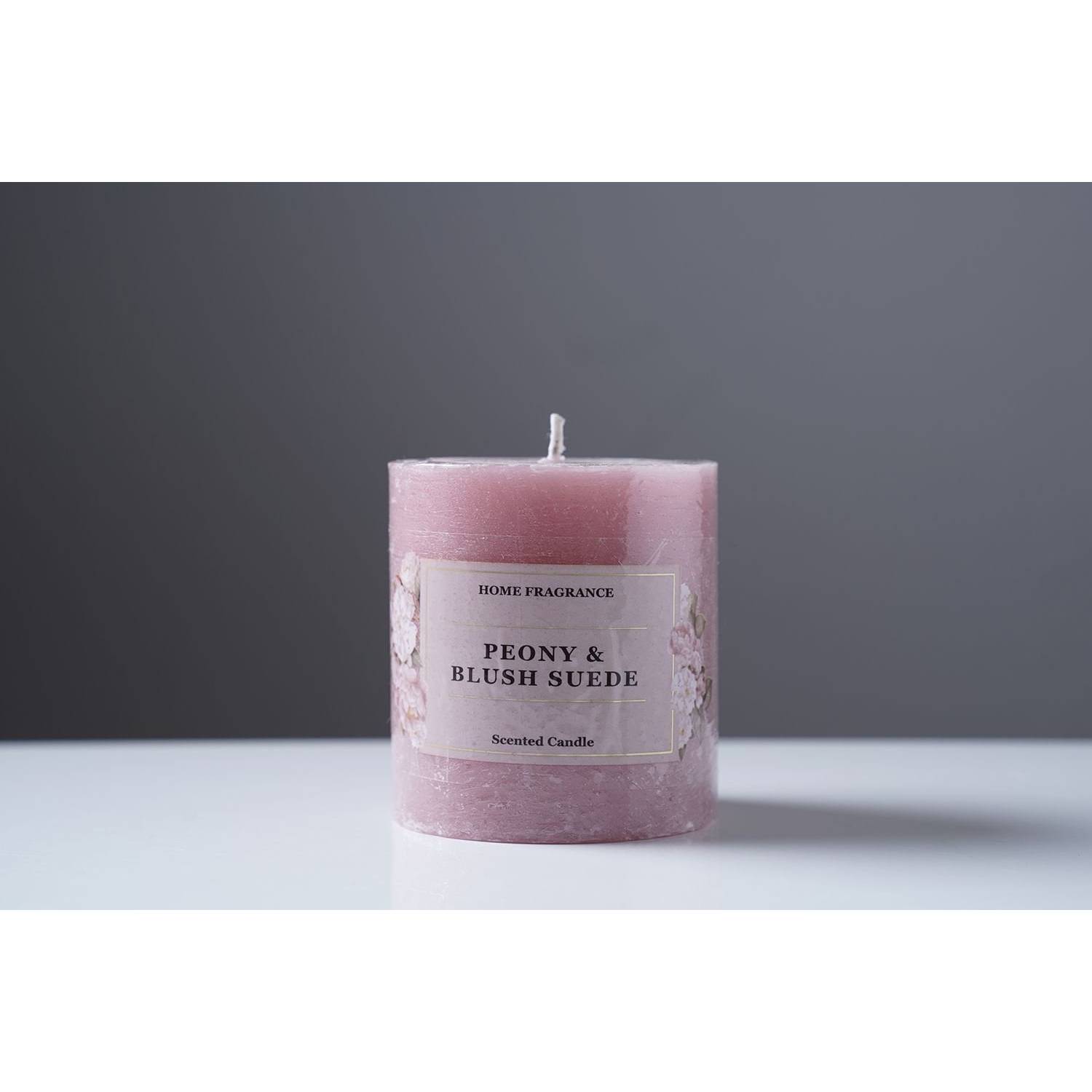 Premier Peony & Blush Suede Pillar Candle Pink D7xh8cm Premier Peony & Blush Suede Pillar Candle Pink D7xh8cm