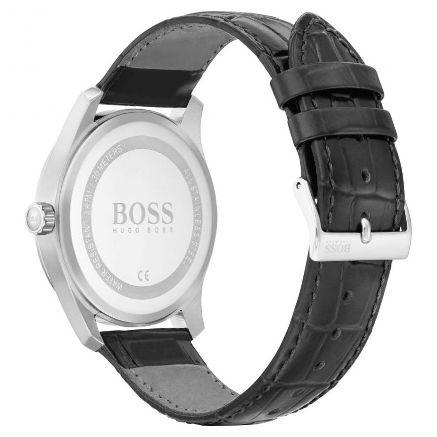 Hugo Boss 1513741 Master Quartz Black Leather Watch Men Hugo Boss 1513741 Master Quartz Black Leather Watch Men