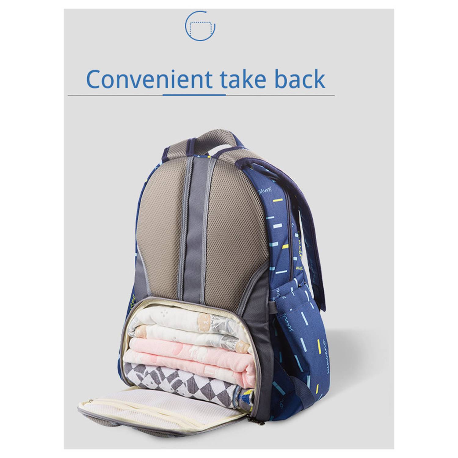 Sunveno 2 in 1 Diaper Bags Navy Blue Sunveno 2 in 1 Diaper Bags Navy Blue