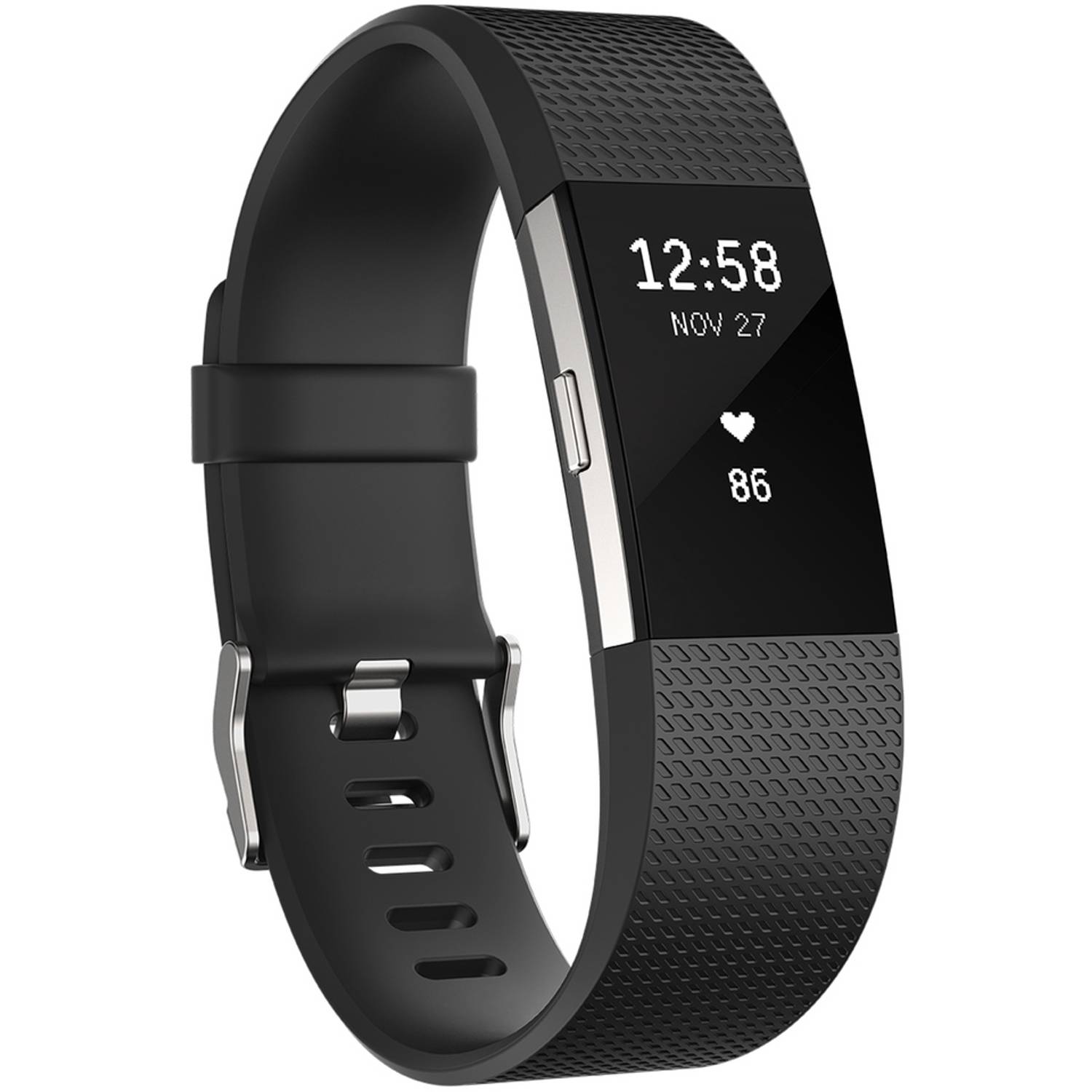 Fitbit Charge 2 Wristband Laryon Black Silver Small - FB407SBKSEU Fitbit Charge 2 Wristband Laryon Black Silver Small - FB407SBKSEU