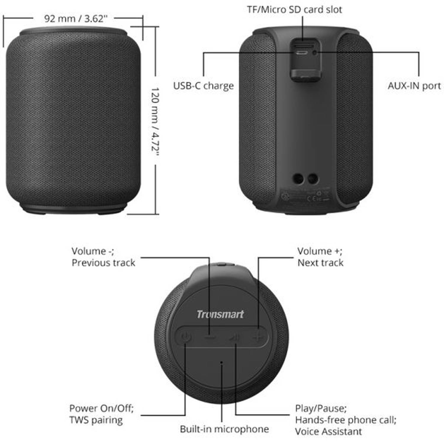 Tronsmart 15W Bluetooth Speaker Black Tronsmart 15W Bluetooth Speaker Black
