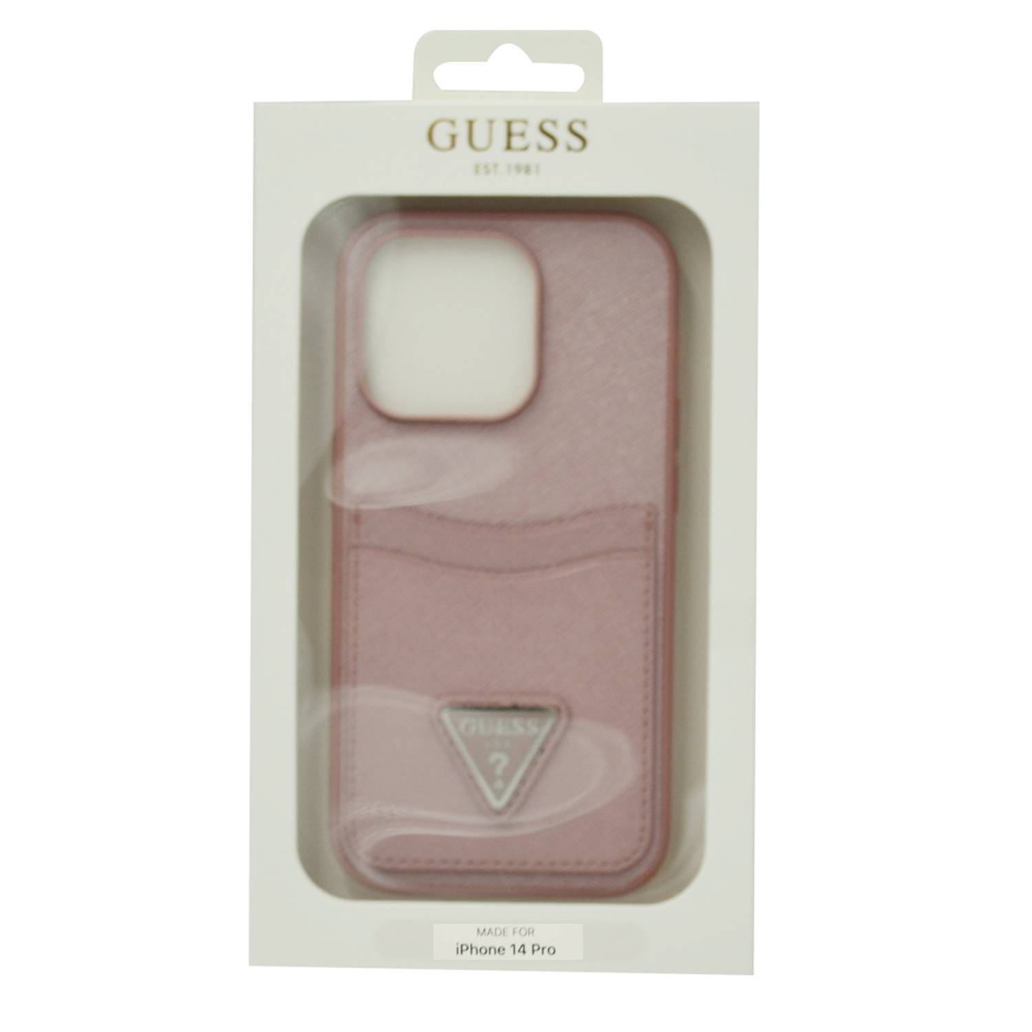 Guess Saffiano Double Card Hard Case For Iphone 14 Pro Pink Guess Saffiano Double Card Hard Case For Iphone 14 Pro Pink