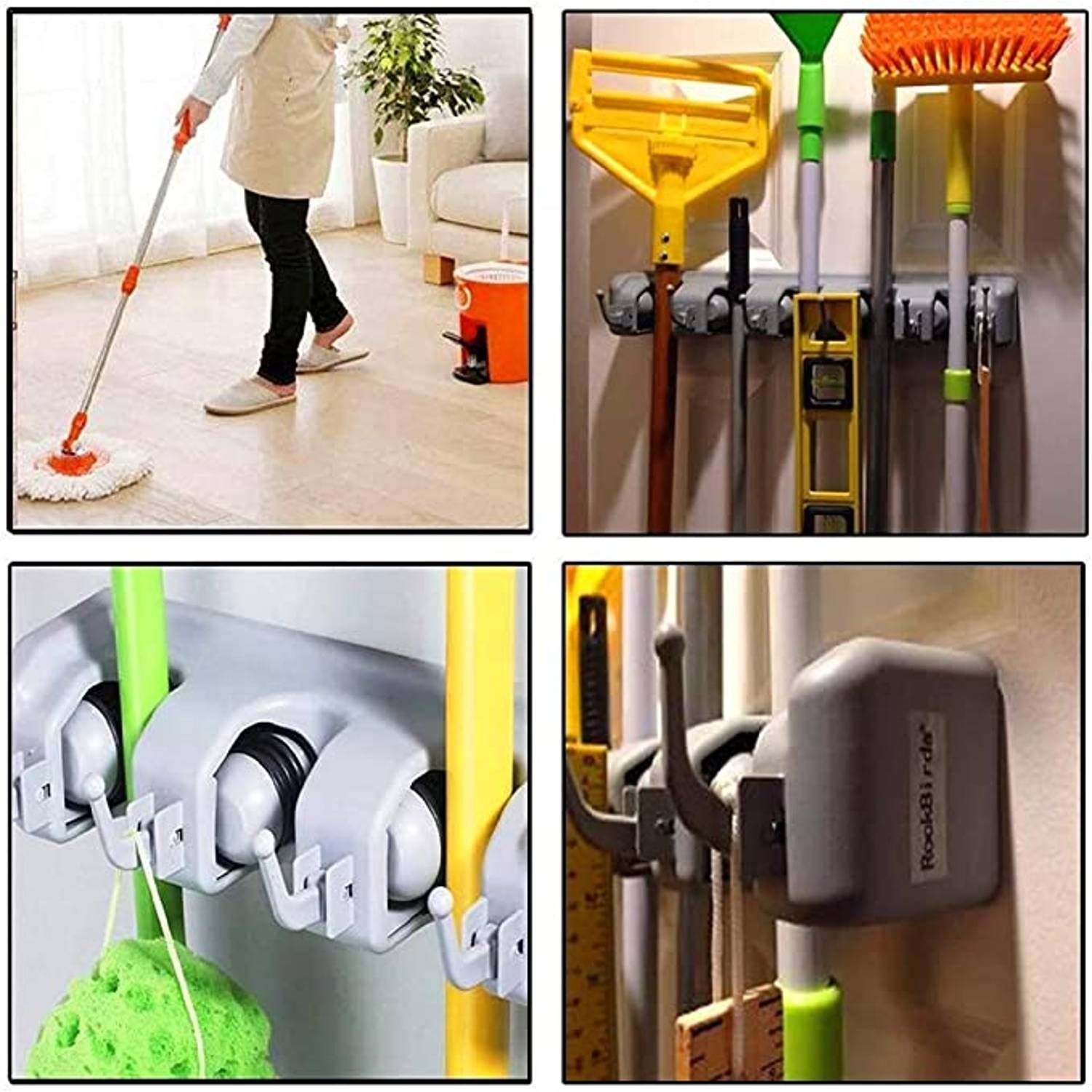 Margoun Wall Mount Broom Holder Mop Hanger With 5 Rack And 6 Hook Margoun Wall Mount Broom Holder Mop Hanger With 5 Rack And 6 Hook