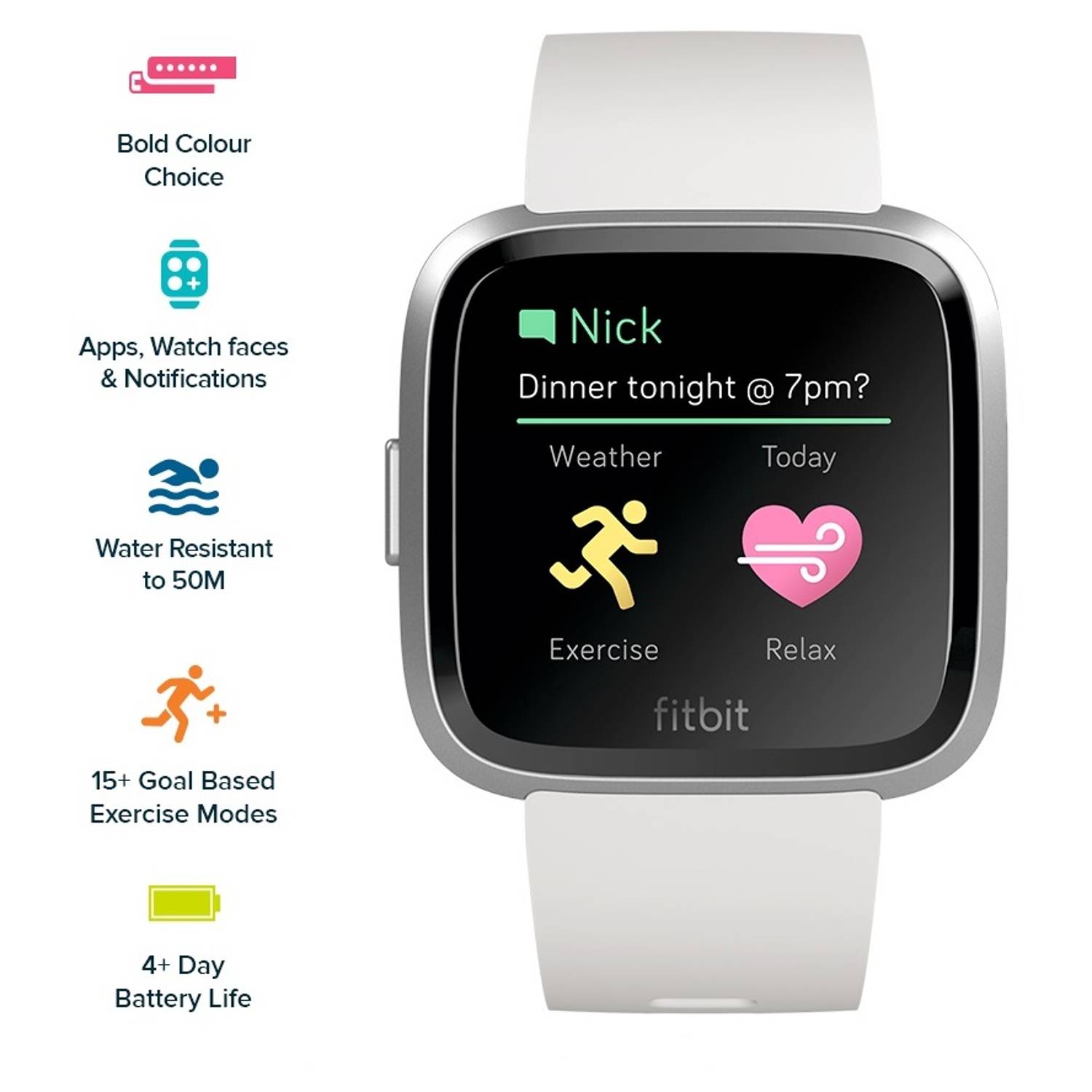 Fitbit Versa Lite Edition Smart Watch - White/Silver Aluminum Fitbit Versa Lite Edition Smart Watch - White/Silver Aluminum