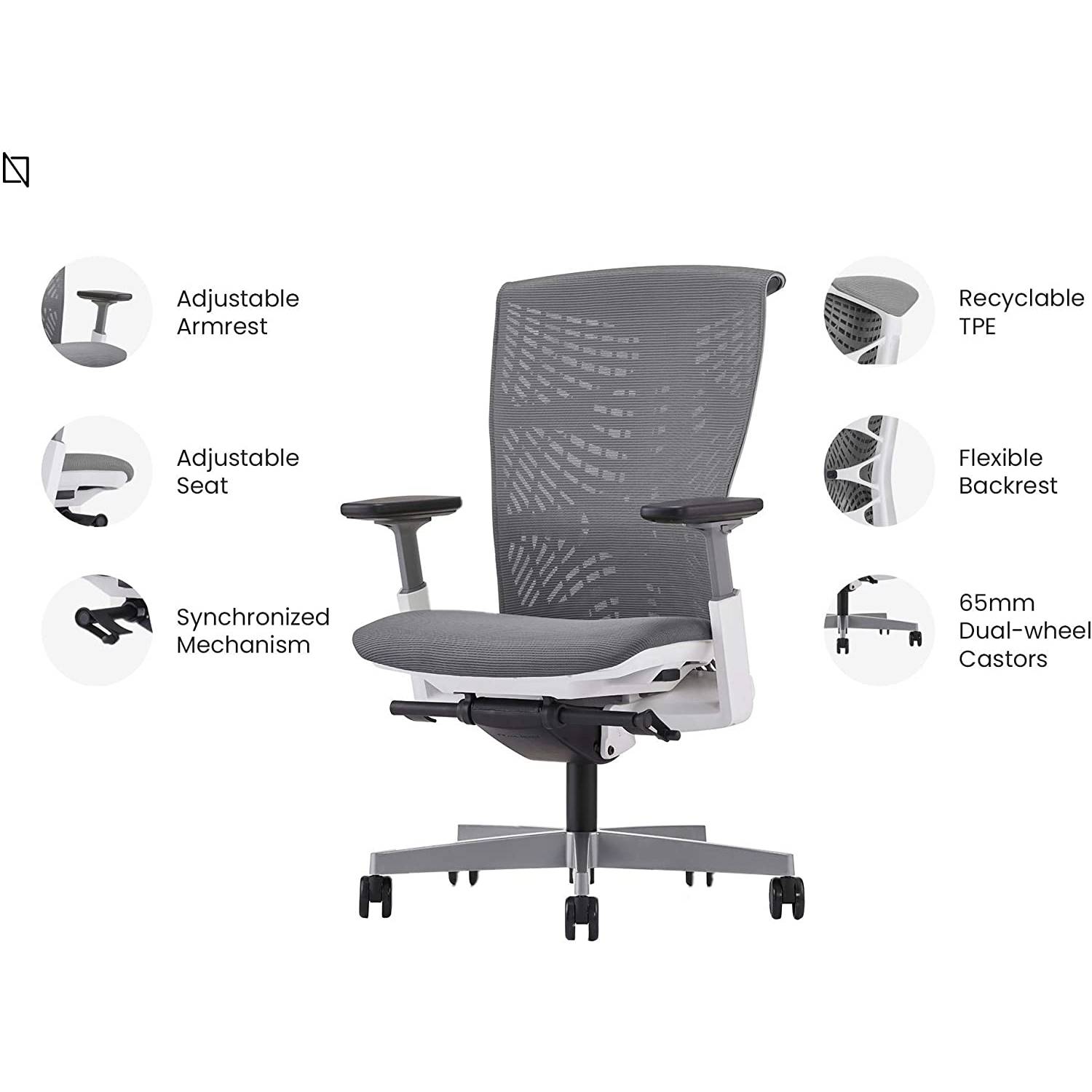Navodesk Icon Chair, Premium Ergonomic Gaming & Office Chair (Grey Mesh, White Frame) Navodesk Icon Chair, Premium Ergonomic Gaming & Office Chair (Grey Mesh, White Frame)