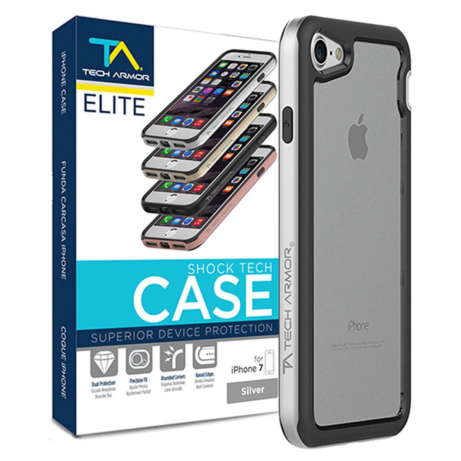 Tech Armor Shock Tech Case Silver For Apple iPhone 7 Tech Armor Shock Tech Case Silver For Apple iPhone 7