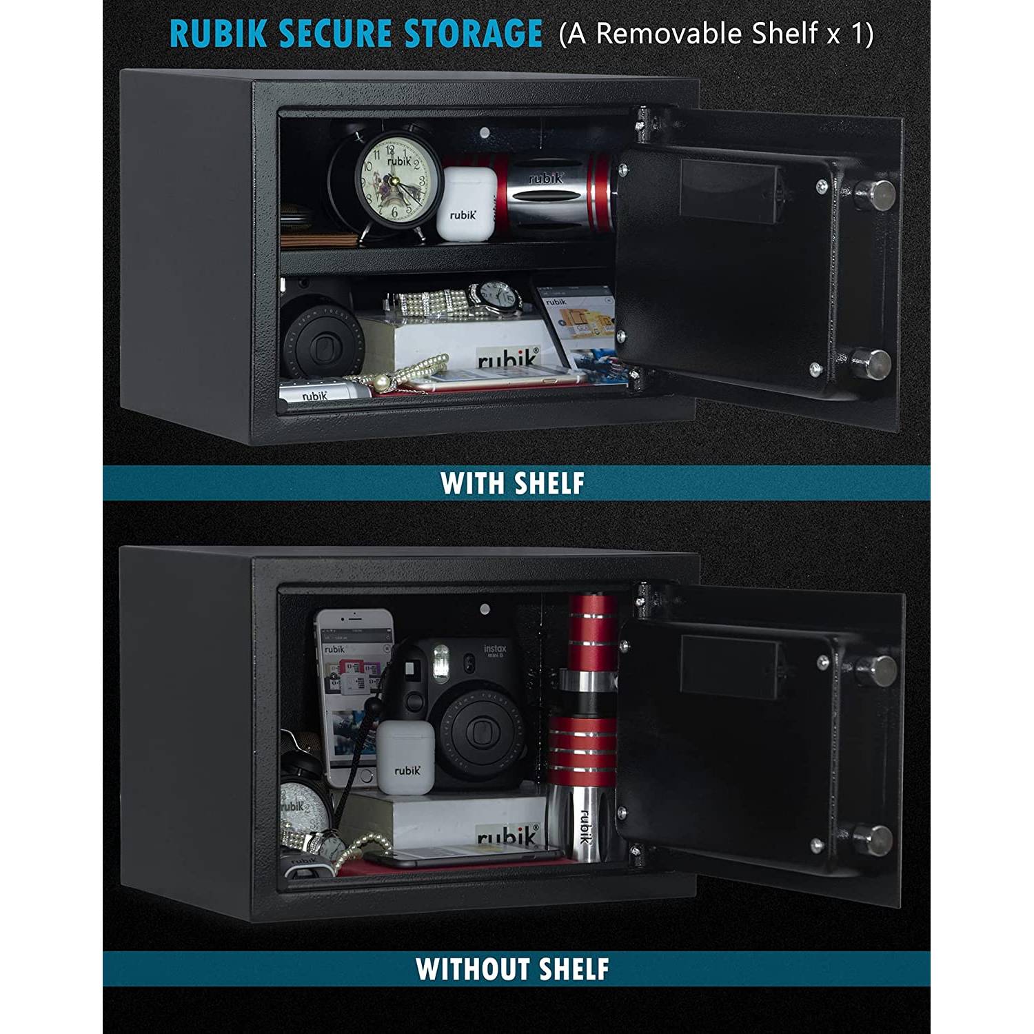 Rubik Safe Box With Key And Pin Code Keypad A4 Documents Size Security Safety Locker (size 35x25x25cm) Black Rubik Safe Box With Key And Pin Code Keypad A4 Documents Size Security Safety Locker (size 35x25x25cm) Black