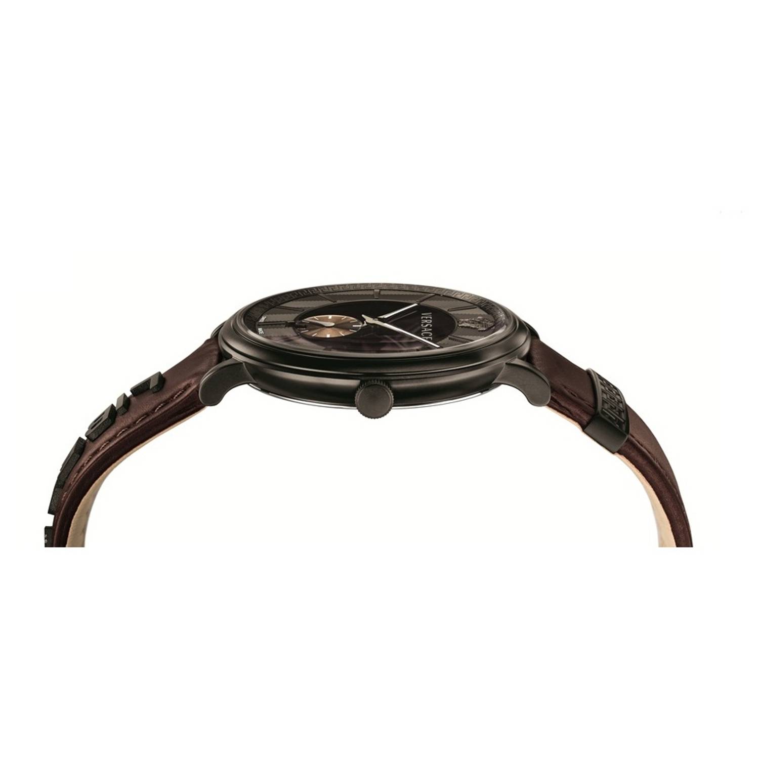 Versace V Circle Brown Leather Watch For Men VBQ040017 Versace V Circle Brown Leather Watch For Men VBQ040017