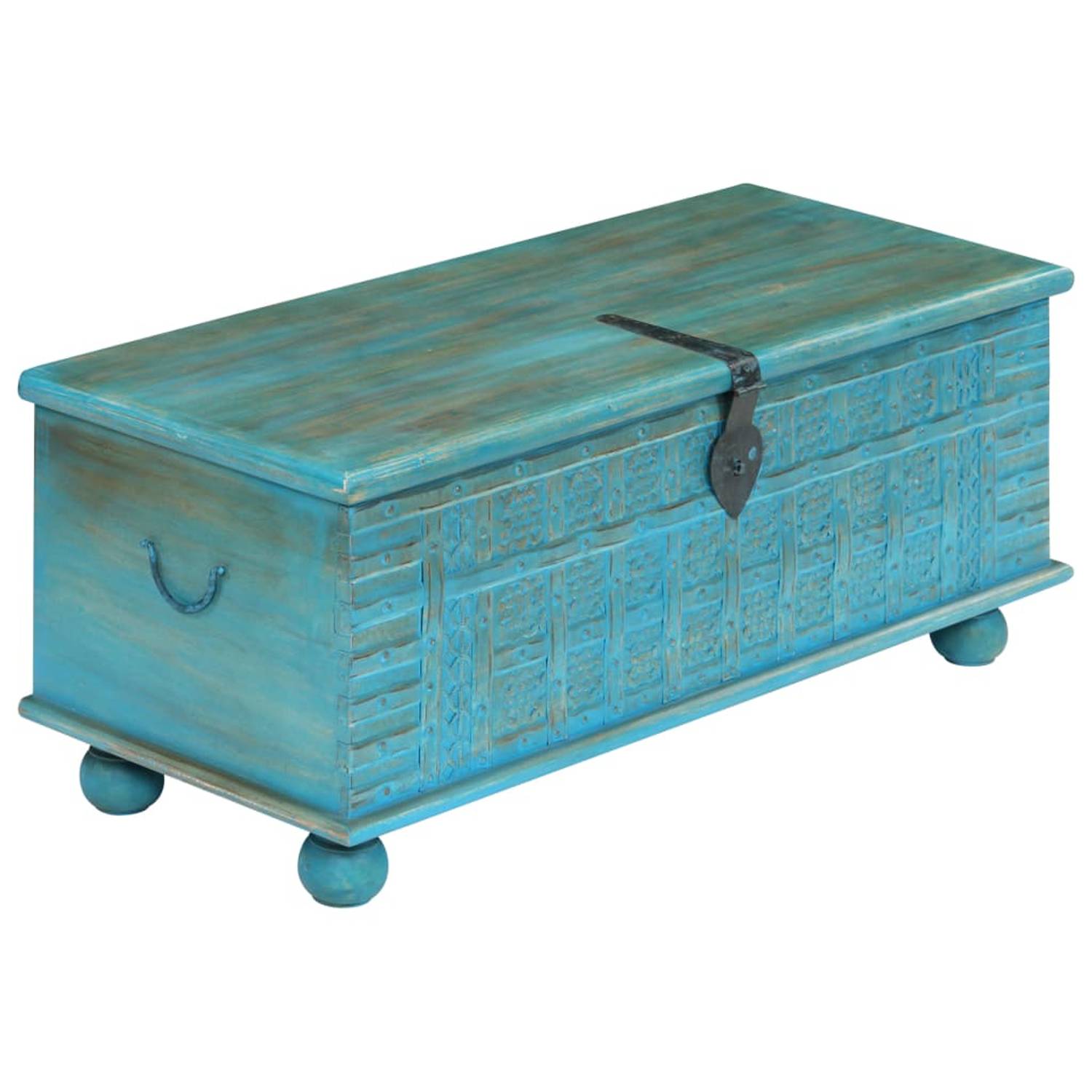 vidaXL Storage Chest Solid Mango Wood Blue 100x40x41 cm vidaXL Storage Chest Solid Mango Wood Blue 100x40x41 cm