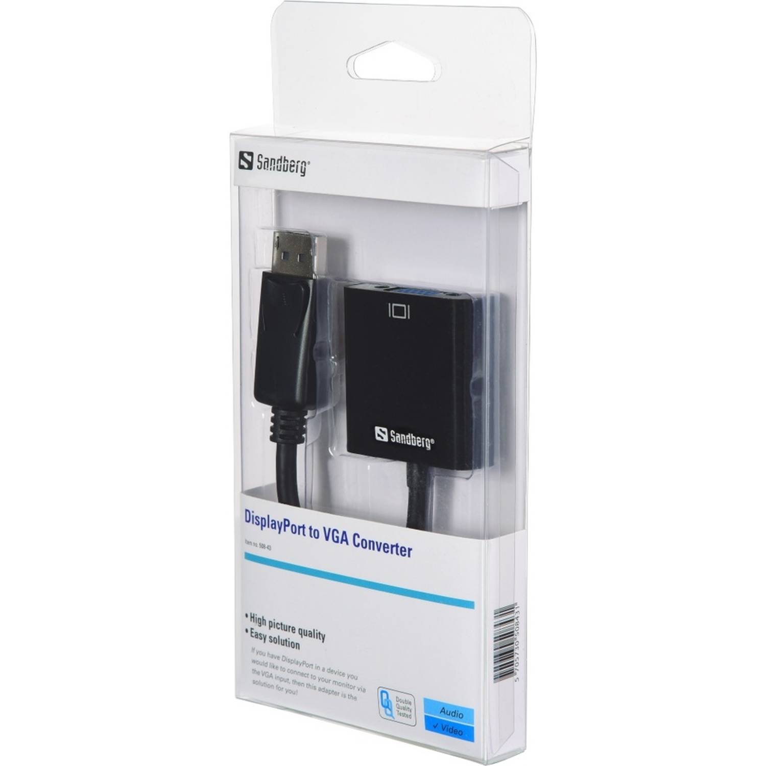 Sandberg Display Port To VGA Adapter Black 50843 Sandberg Display Port To VGA Adapter Black 50843