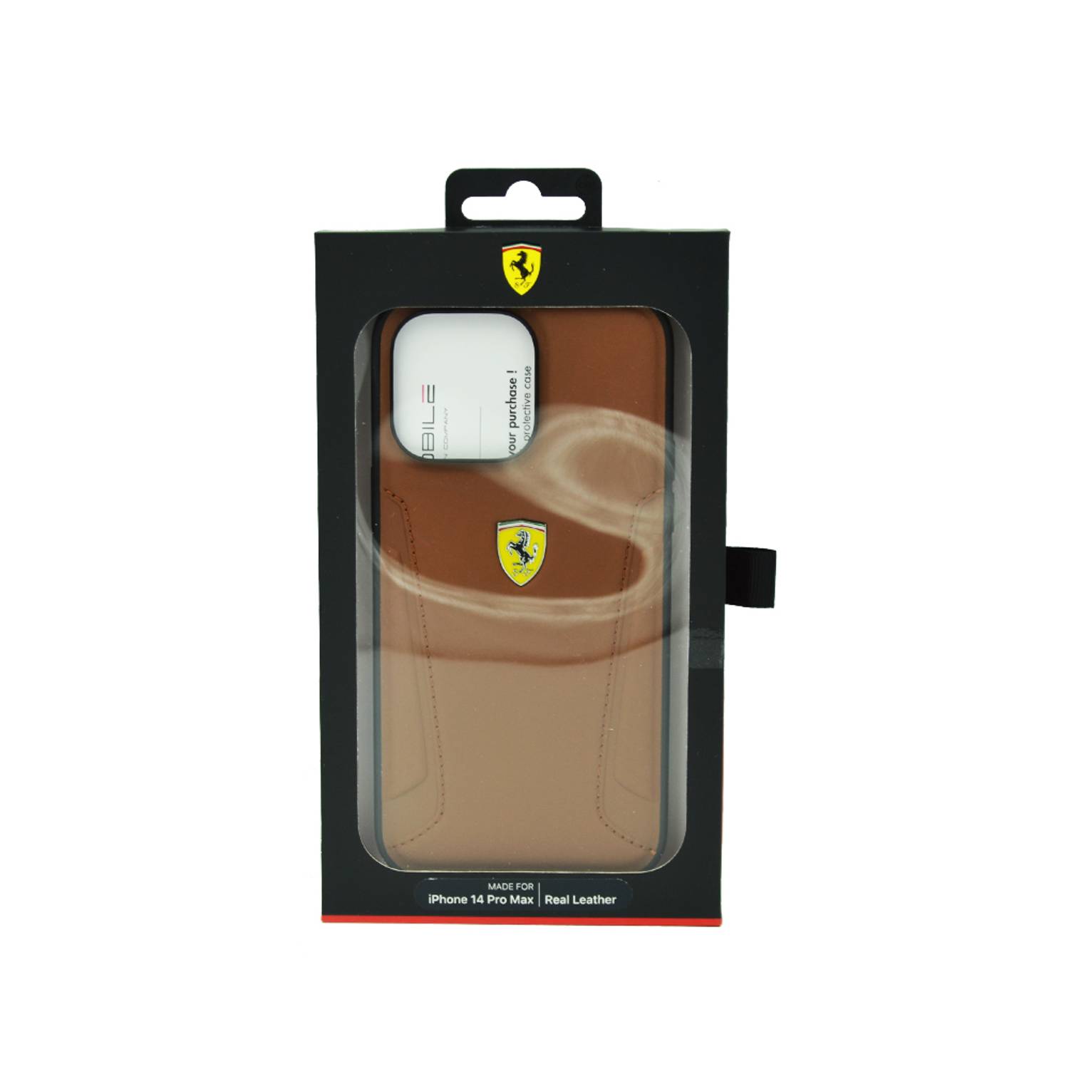 Ferrari Leather Case With Hot Stamped Sides Yellow Shield Logo For Iphone 14 Pro Max Camel Ferrari Leather Case With Hot Stamped Sides Yellow Shield Logo For Iphone 14 Pro Max Camel