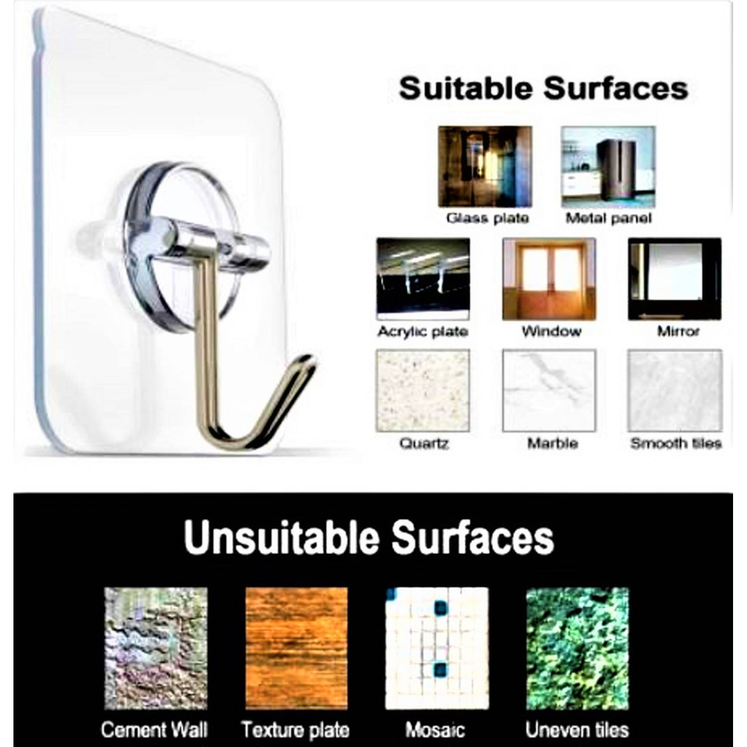 Lavish 6 Pcs Wall Hooks Self Adhesive Sticker Hanger Transparent Lavish 6 Pcs Wall Hooks Self Adhesive Sticker Hanger Transparent