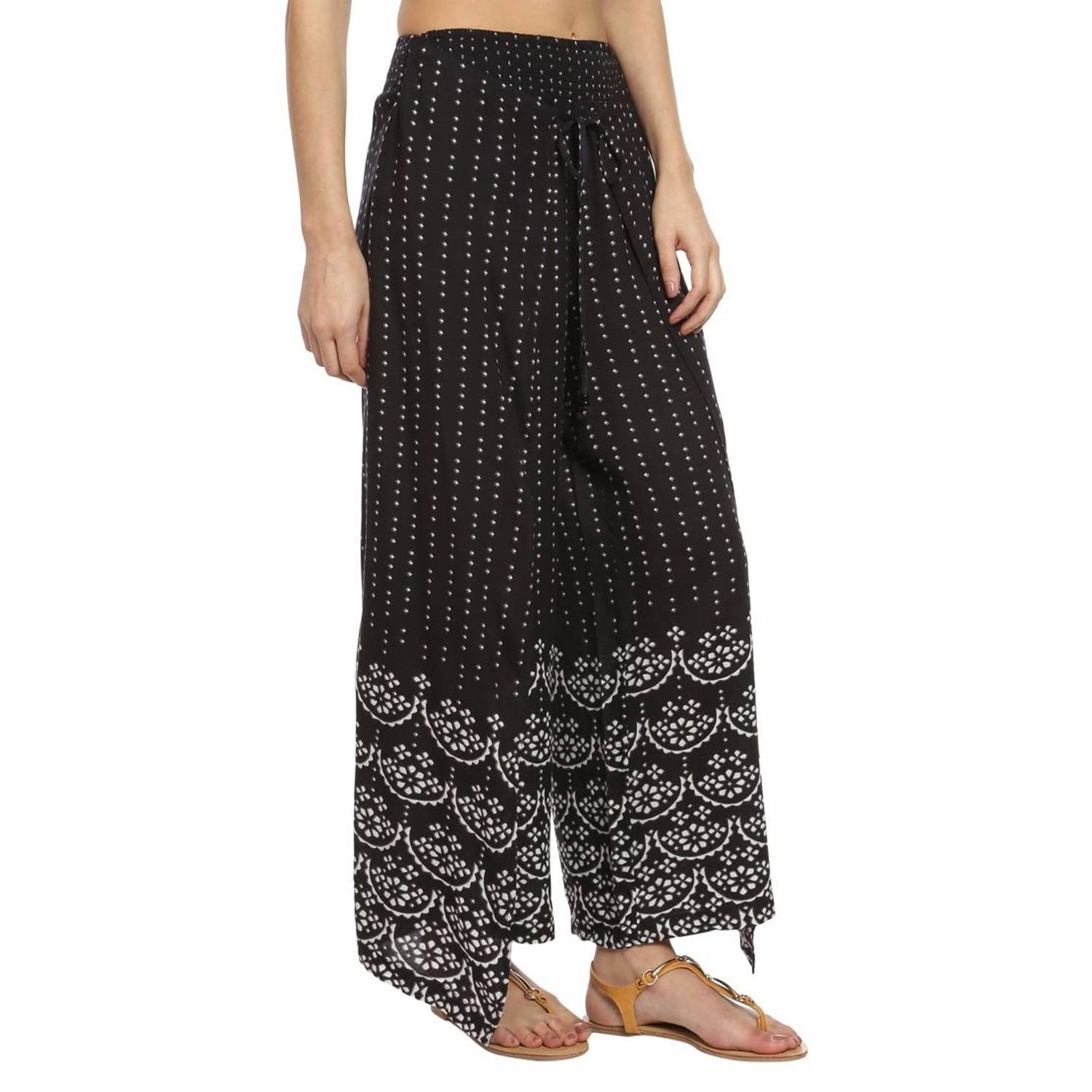 Love Gen Bandhani Print Palazzos Black Size S Love Gen Bandhani Print Palazzos Black Size S