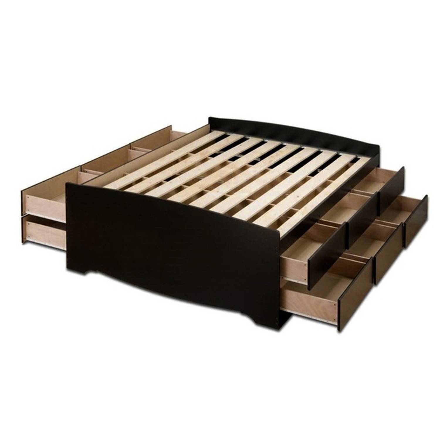 12-Drawer Captain's Platform Storage Bed King without Mattress Black 12-Drawer Captain's Platform Storage Bed King without Mattress Black