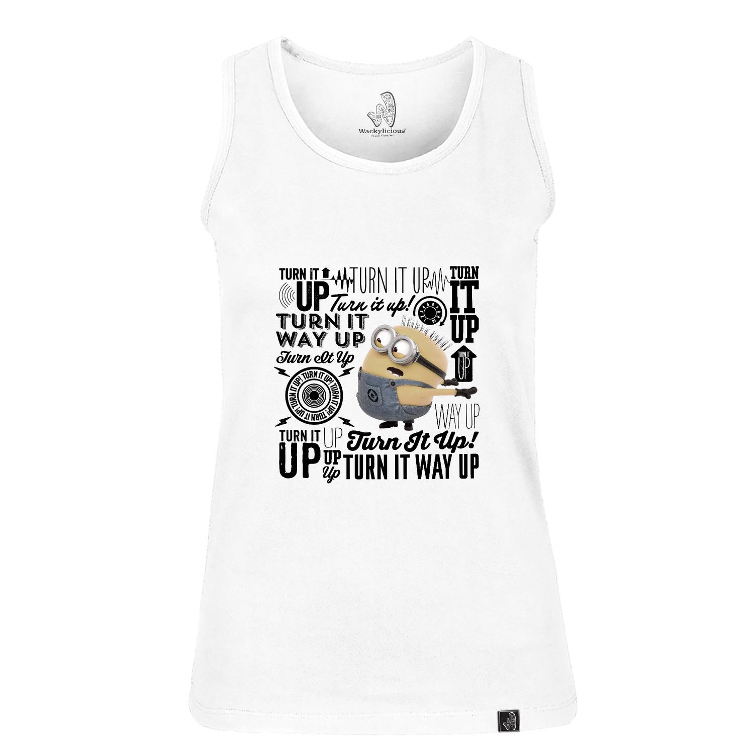Minions Turn It Up Women's Tank Top White Large Minions Turn It Up Women's Tank Top White Large