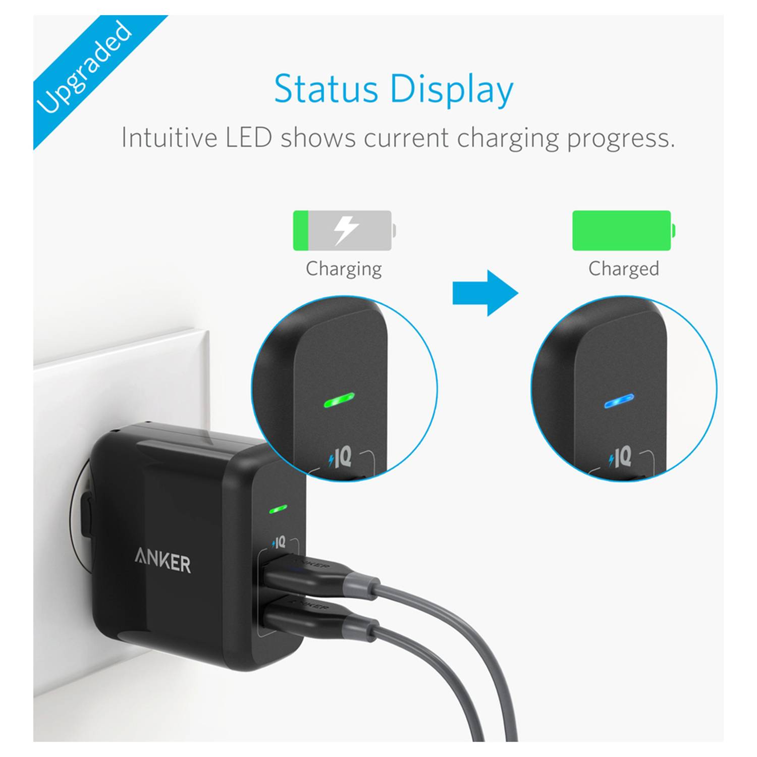 Anker 24W 2 Port USB Charger UK Black Anker 24W 2 Port USB Charger UK Black