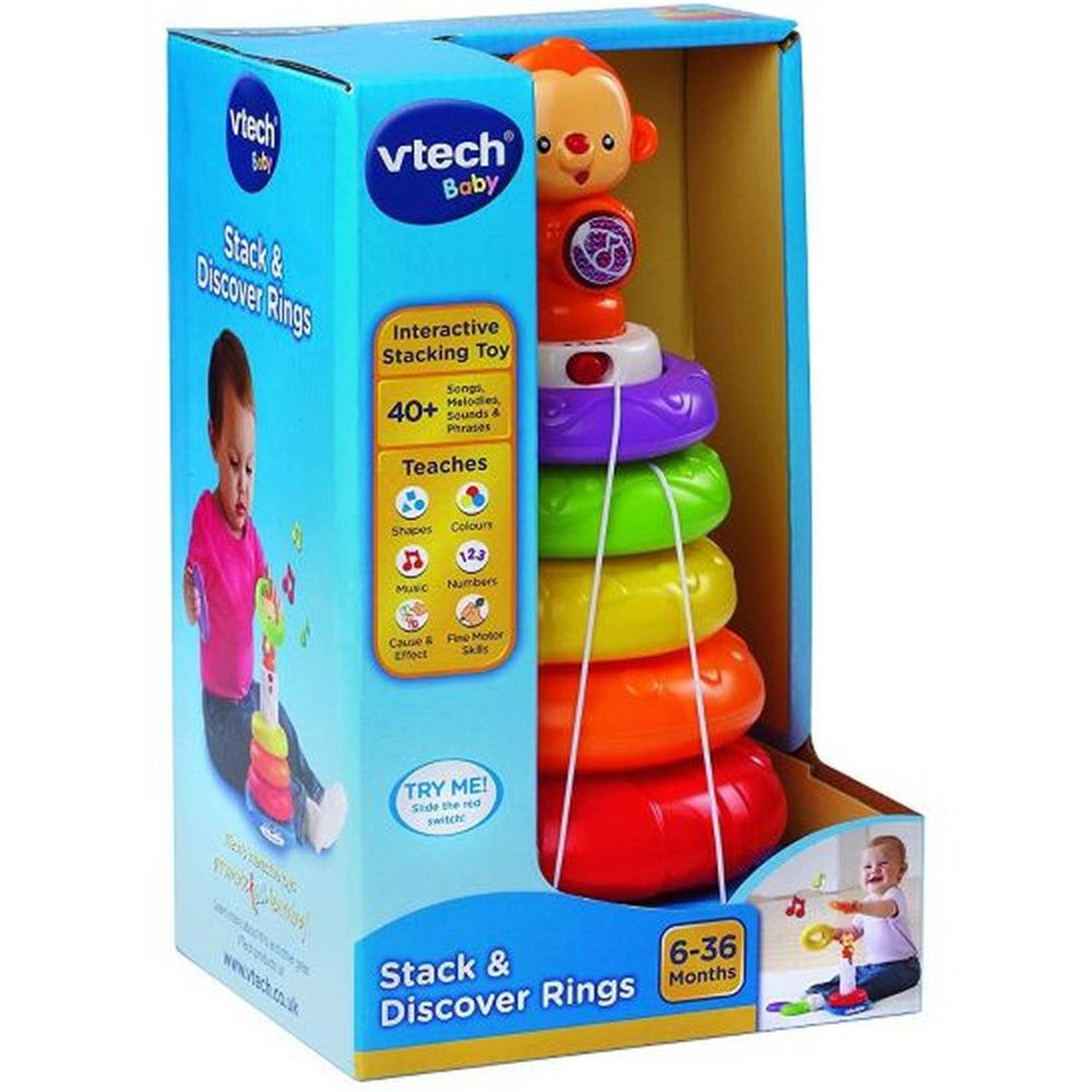 Vtech 3417761663035 Stack & Discover Rings Toy Vtech 3417761663035 Stack & Discover Rings Toy