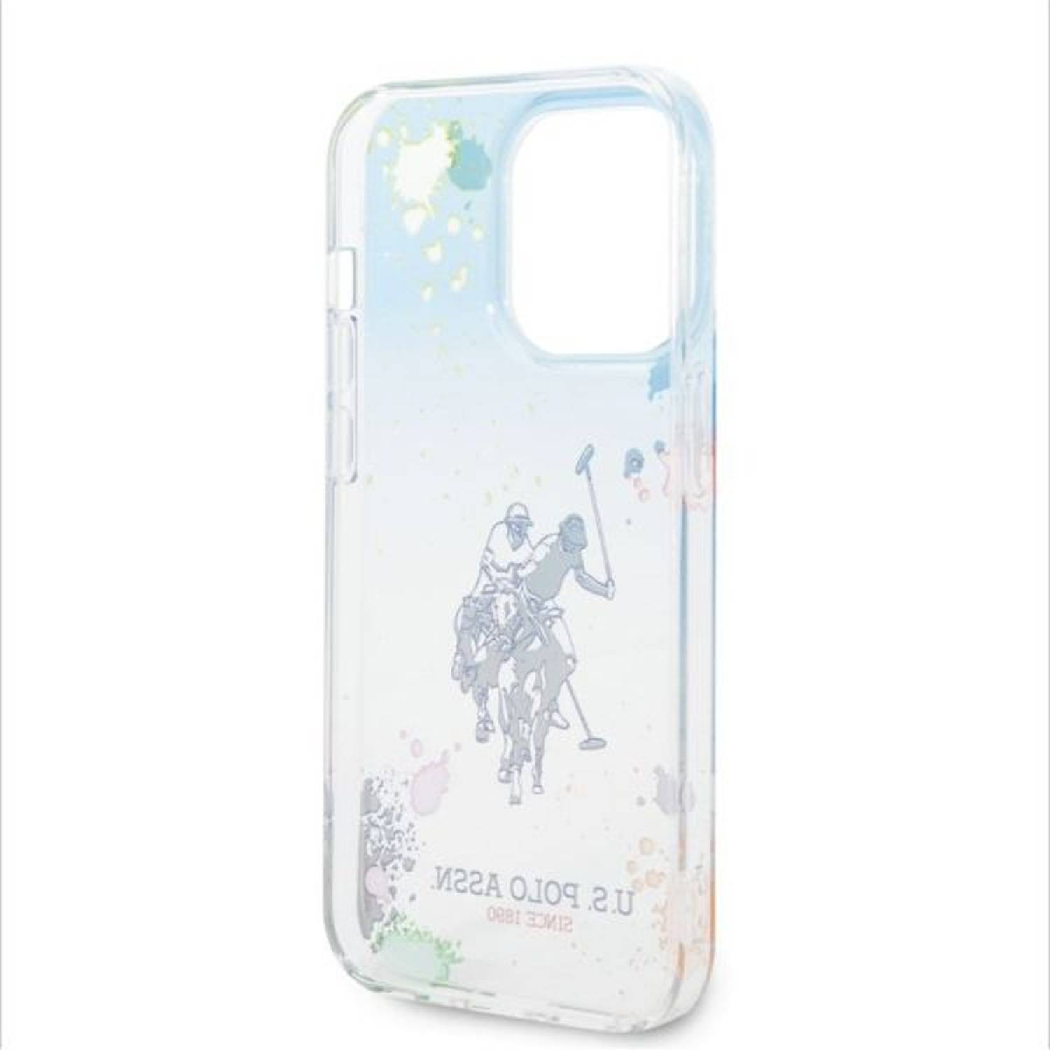 US Polo Gradient Splattered Pattern Case Blue With Horse Logo iphone 14 Pro US Polo Gradient Splattered Pattern Case Blue With Horse Logo iphone 14 Pro