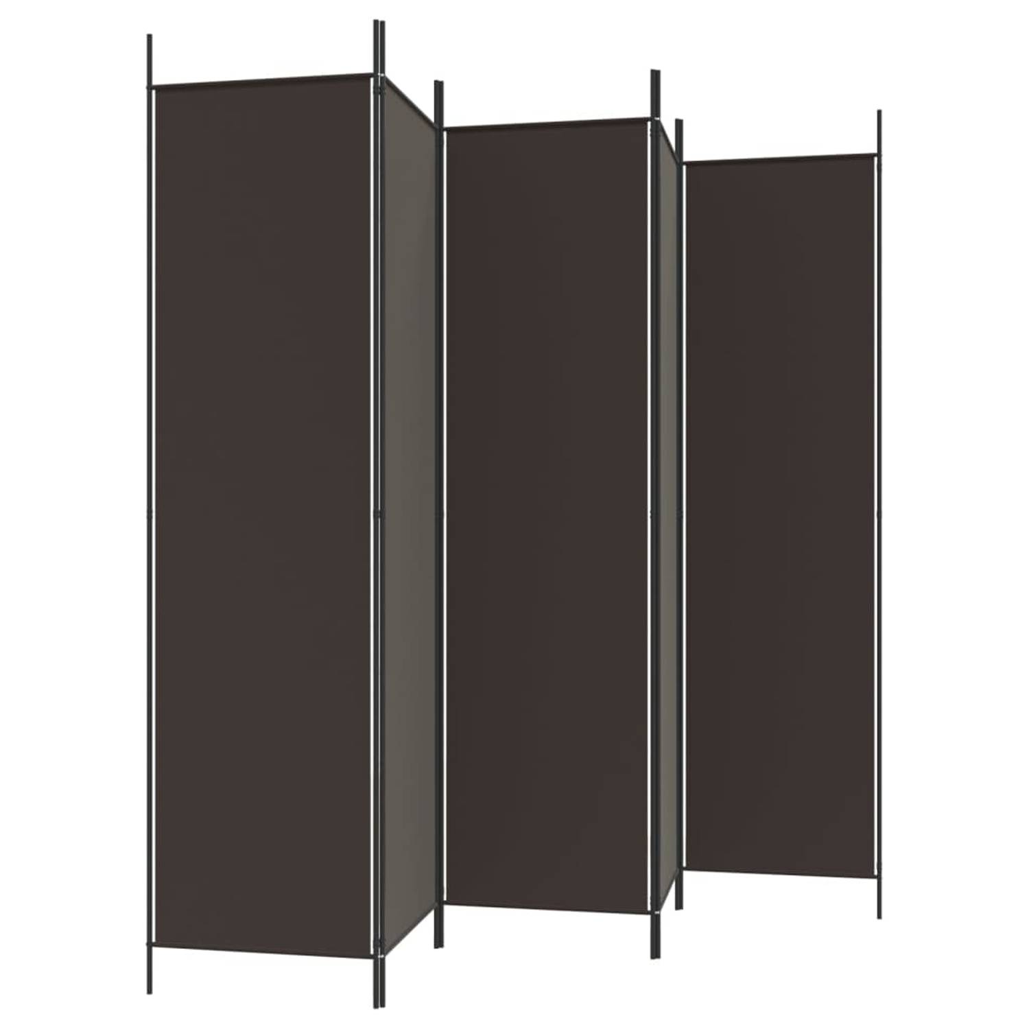 vidaXL 5-Panel Room Divider Brown 250x200 cm Fabric vidaXL 5-Panel Room Divider Brown 250x200 cm Fabric
