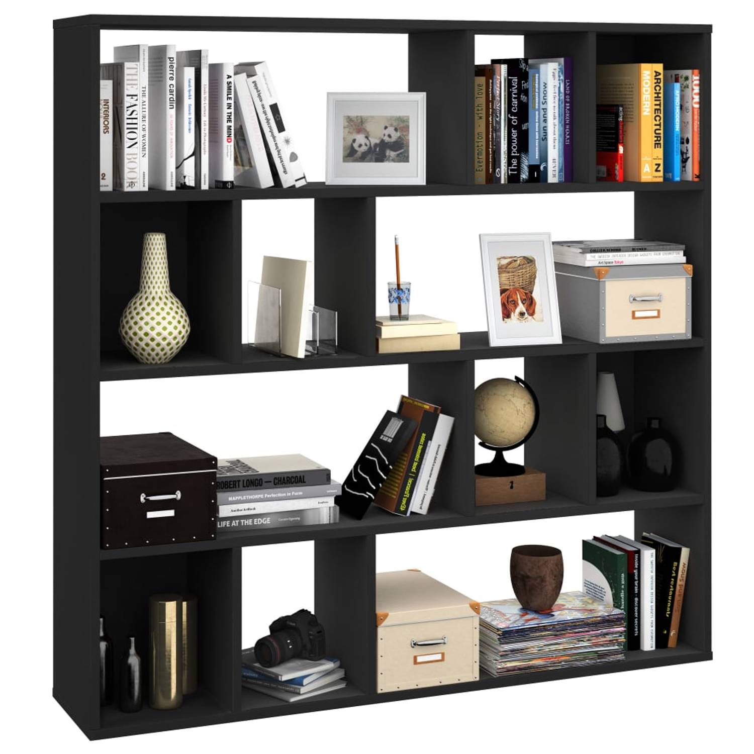 vidaXL Room Divider/Book Cabinet Black 110x24x110 cm Engineered Wood vidaXL Room Divider/Book Cabinet Black 110x24x110 cm Engineered Wood