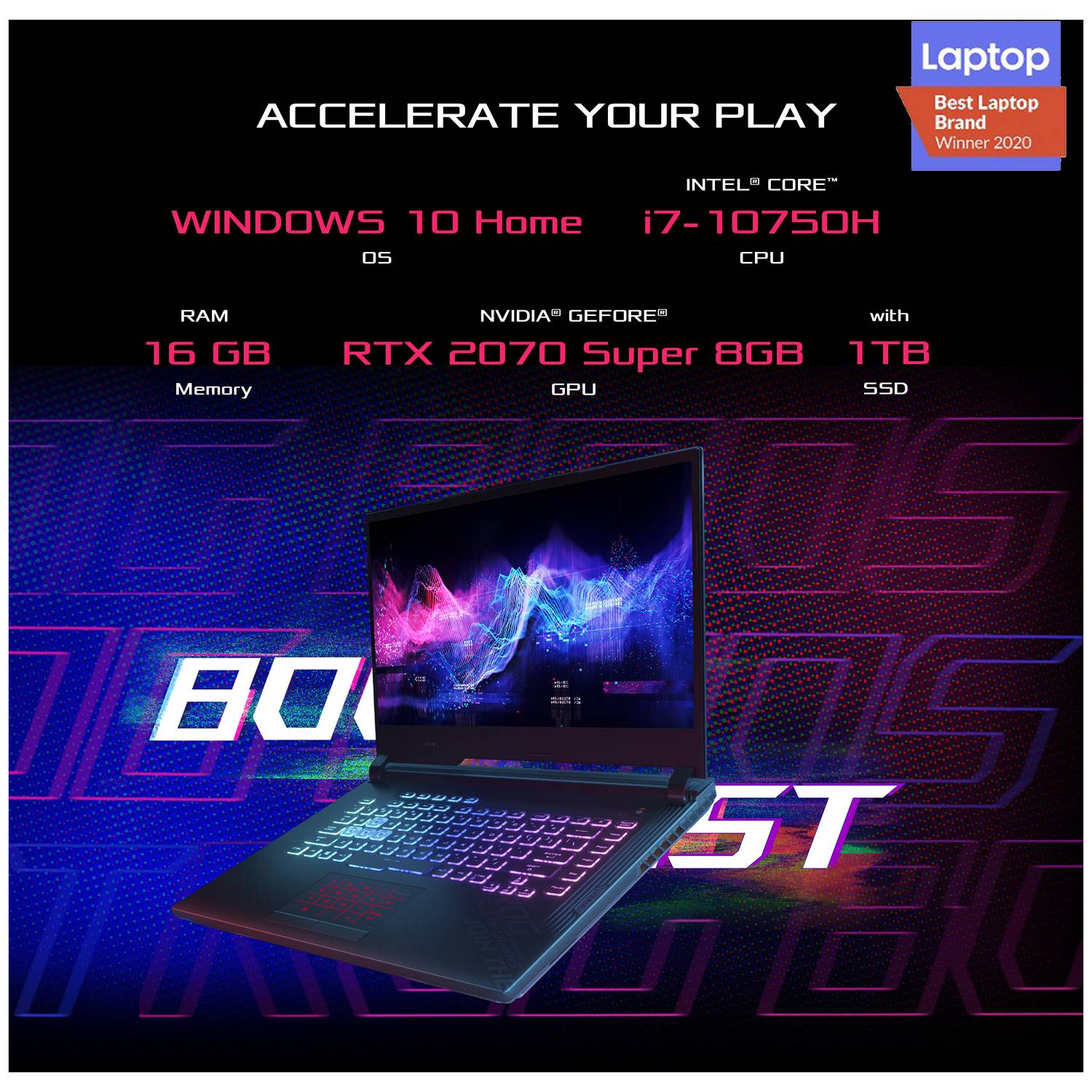 Asus ROG Strix G512LW-HN069T Gaming Laptop Core i7 2.6GHz 16GB 1TB 8GB Win10 15.6inch FHD Black NVIDIA GeForce RTX 2070 Asus ROG Strix G512LW-HN069T Gaming Laptop Core i7 2.6GHz 16GB 1TB 8GB Win10 15.6inch FHD Black NVIDIA GeForce RTX 2070