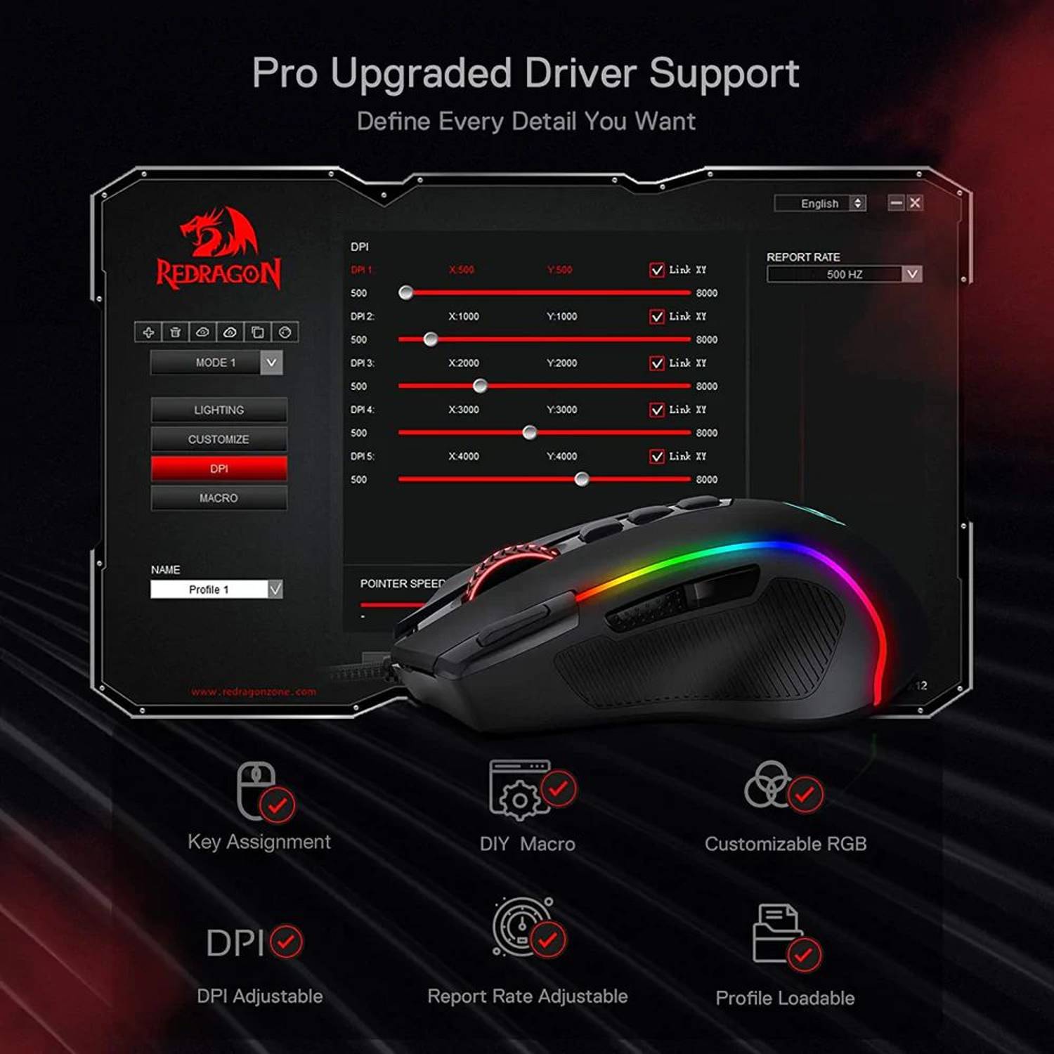 Redragon Predator RGB Gaming Mouse Black Redragon Predator RGB Gaming Mouse Black