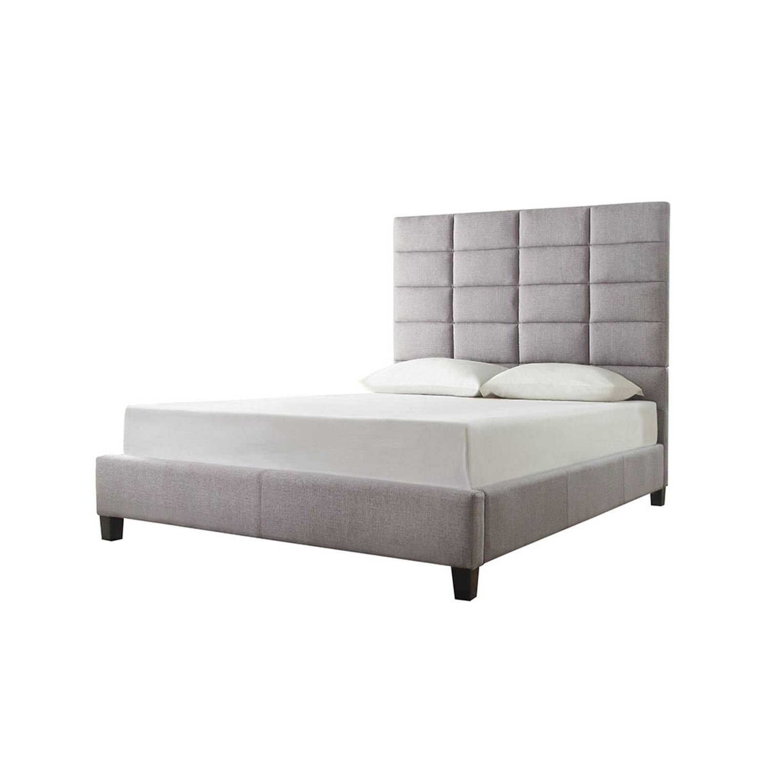 Luxurious Classic High-Profile Upholstered Bed King with Mattress Grey Luxurious Classic High-Profile Upholstered Bed King with Mattress Grey