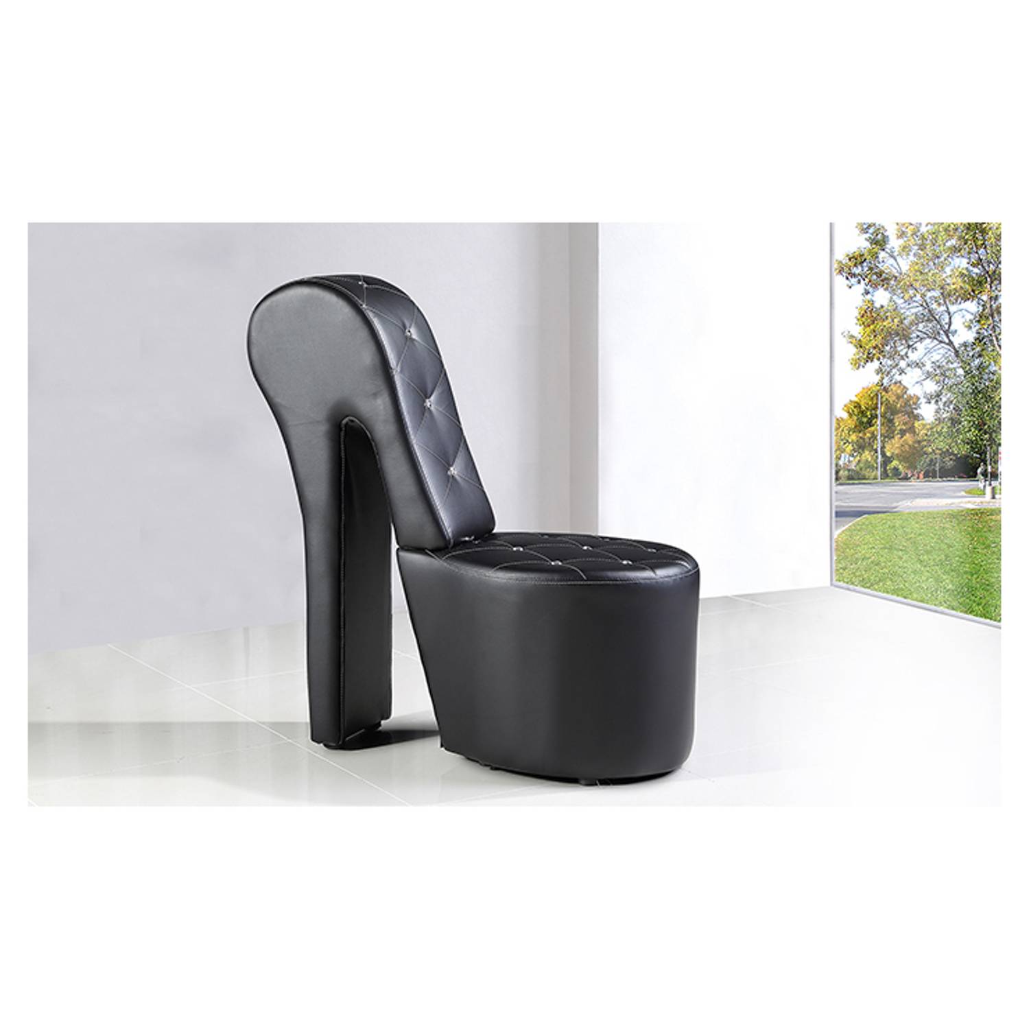 High Heel Leather Shoe Cabinet Lounge Chair Black High Heel Leather Shoe Cabinet Lounge Chair Black