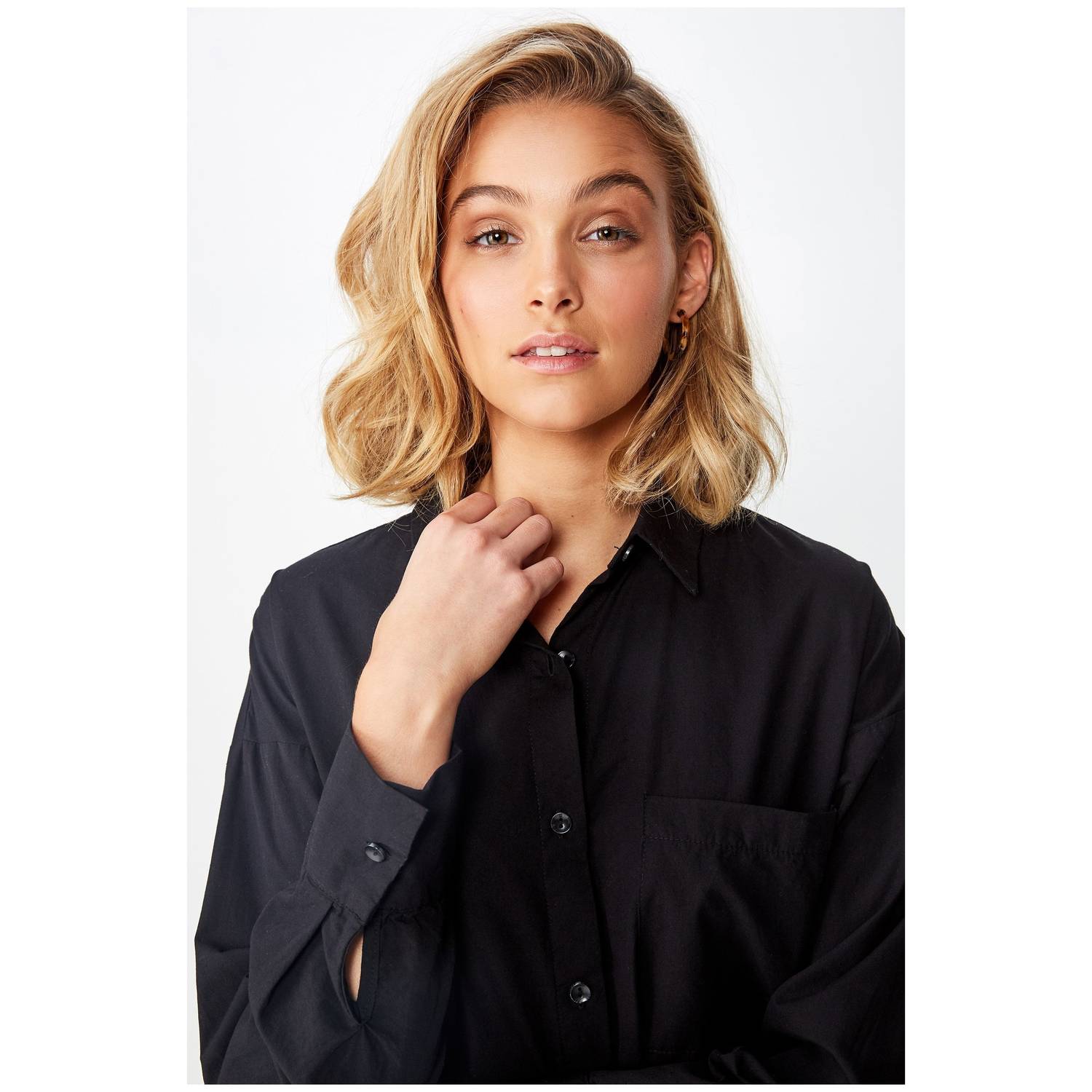 Cotton On Piper Oversized Shirt Black Extra Small Cotton On Piper Oversized Shirt Black Extra Small