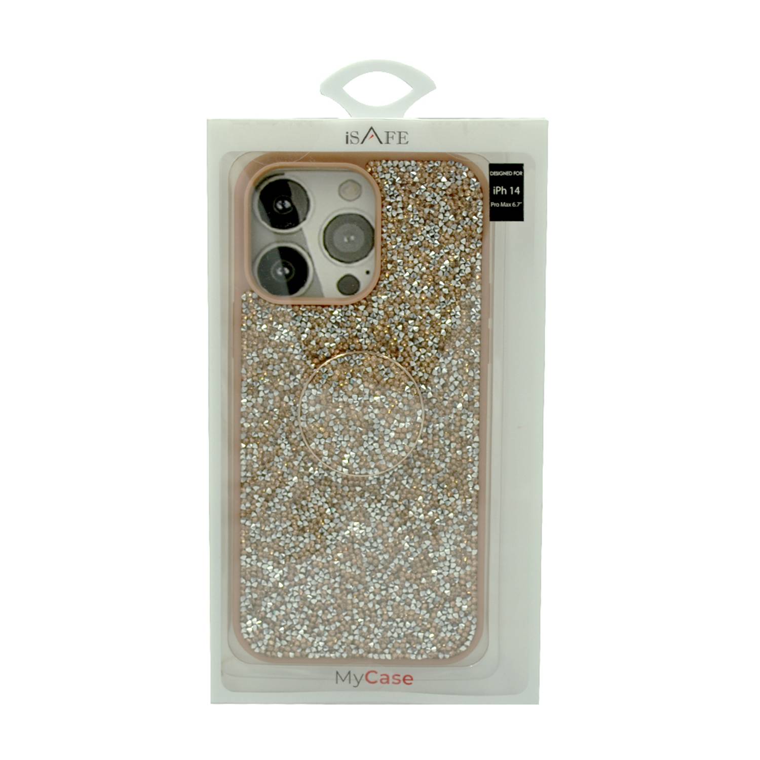 Isafe Bling Pop Up Hard Cover For iPhone 14 Pro Max Rose Gold Isafe Bling Pop Up Hard Cover For iPhone 14 Pro Max Rose Gold