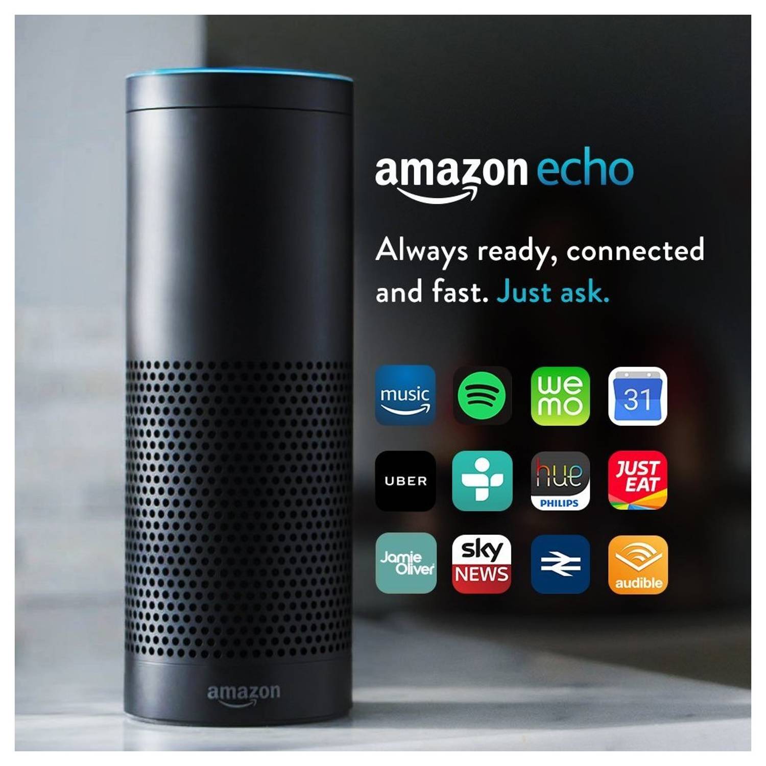 Amazon Echo Smart Wireless Speaker With Alexa Voice Black SK705DI Amazon Echo Smart Wireless Speaker With Alexa Voice Black SK705DI
