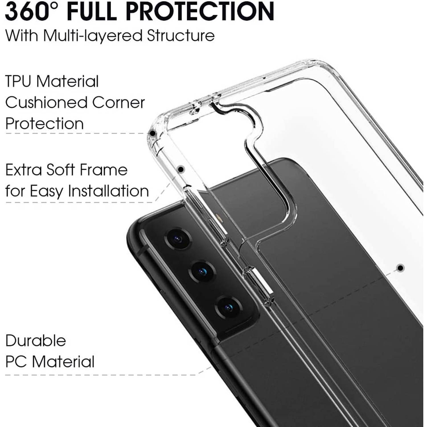 Amerteer Protective Case Cover For Samsung Galaxy S21 6.2inch Clear Amerteer Protective Case Cover For Samsung Galaxy S21 6.2inch Clear