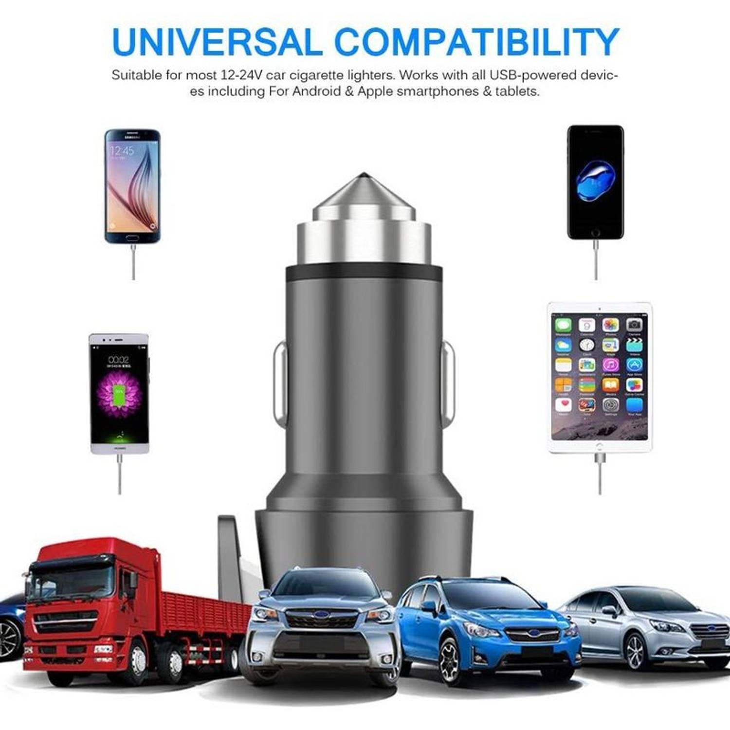 Nextbase Dual Port Car Charger Black With Window Breaker Nextbase Dual Port Car Charger Black With Window Breaker