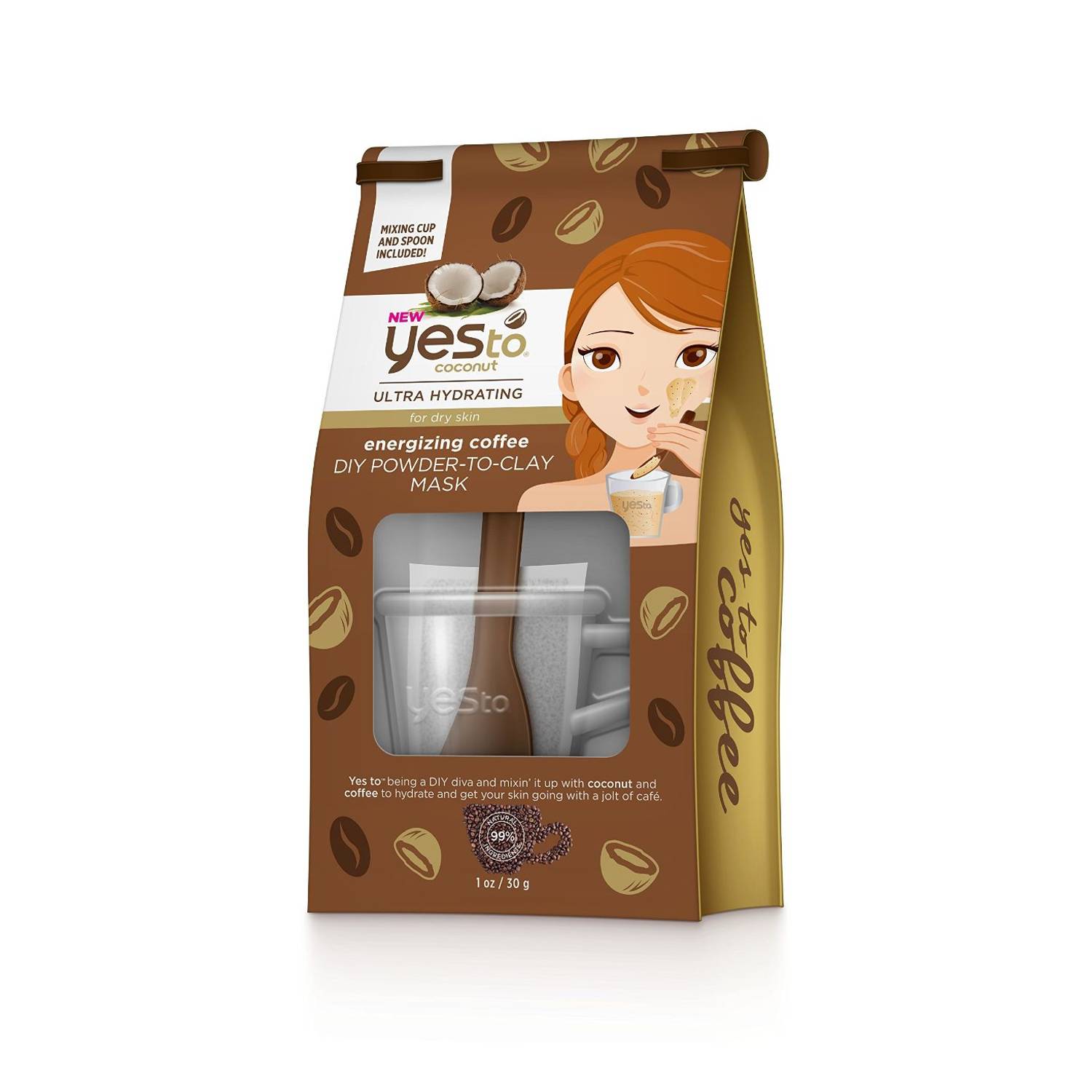 Yes To Coconut Energizing Coffee Diy Powder-to-Clay Mask Bag, 1 Ounce Yes To Coconut Energizing Coffee Diy Powder-to-Clay Mask Bag, 1 Ounce