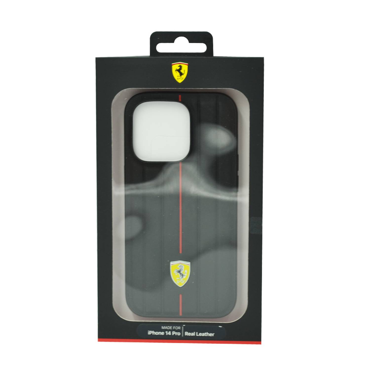 Ferrari Leather Case With Embossed Stripes Yellow Shield Logo For Iphone 14 Pro Black Ferrari Leather Case With Embossed Stripes Yellow Shield Logo For Iphone 14 Pro Black