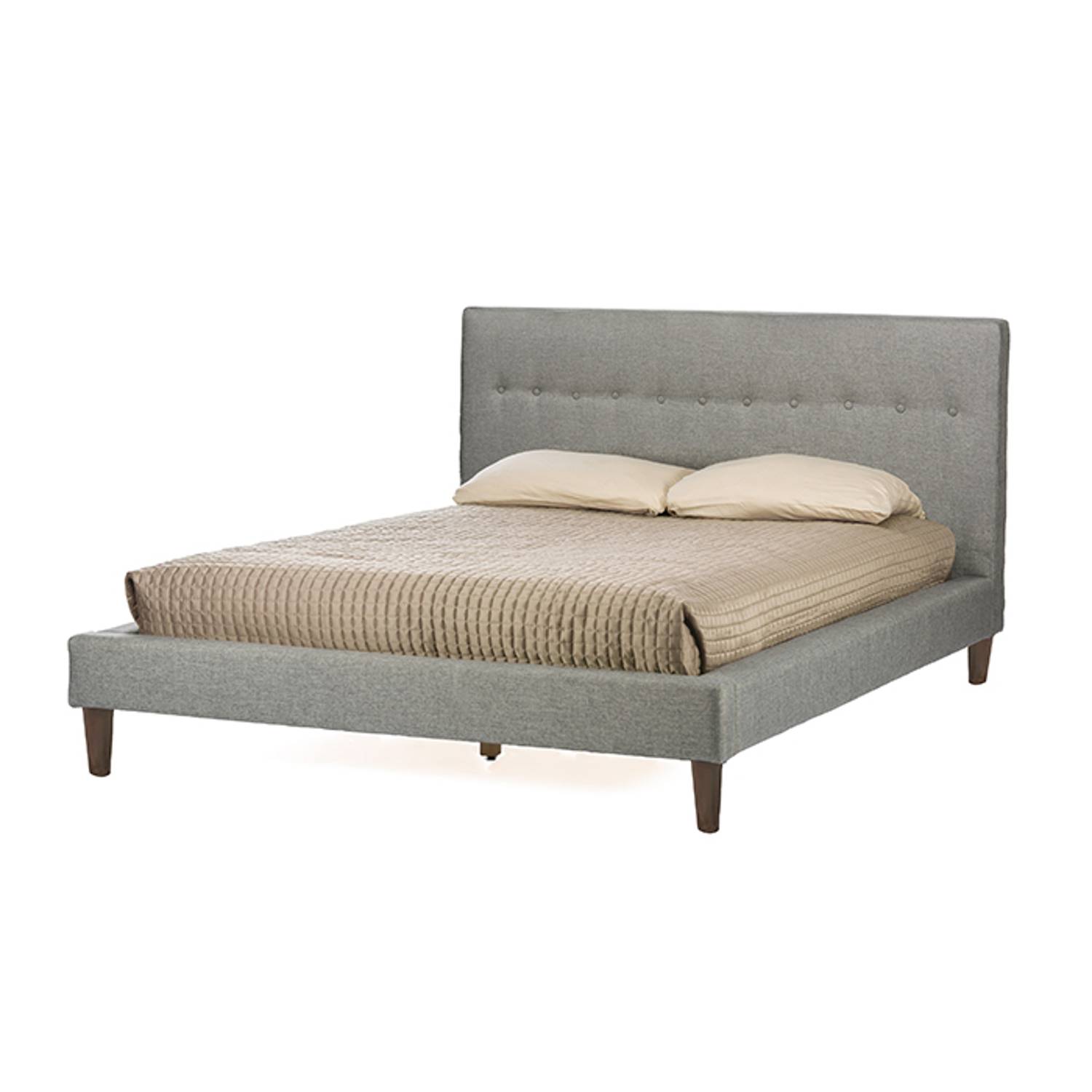Lily Modern Button Tufted Platform Bed Super King with Mattress Grey Lily Modern Button Tufted Platform Bed Super King with Mattress Grey