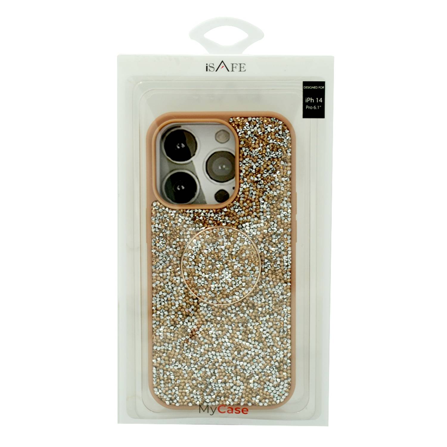 Isafe Bling Pop Up Hard Cover For iPhone 14 Pro Rose Gold Isafe Bling Pop Up Hard Cover For iPhone 14 Pro Rose Gold