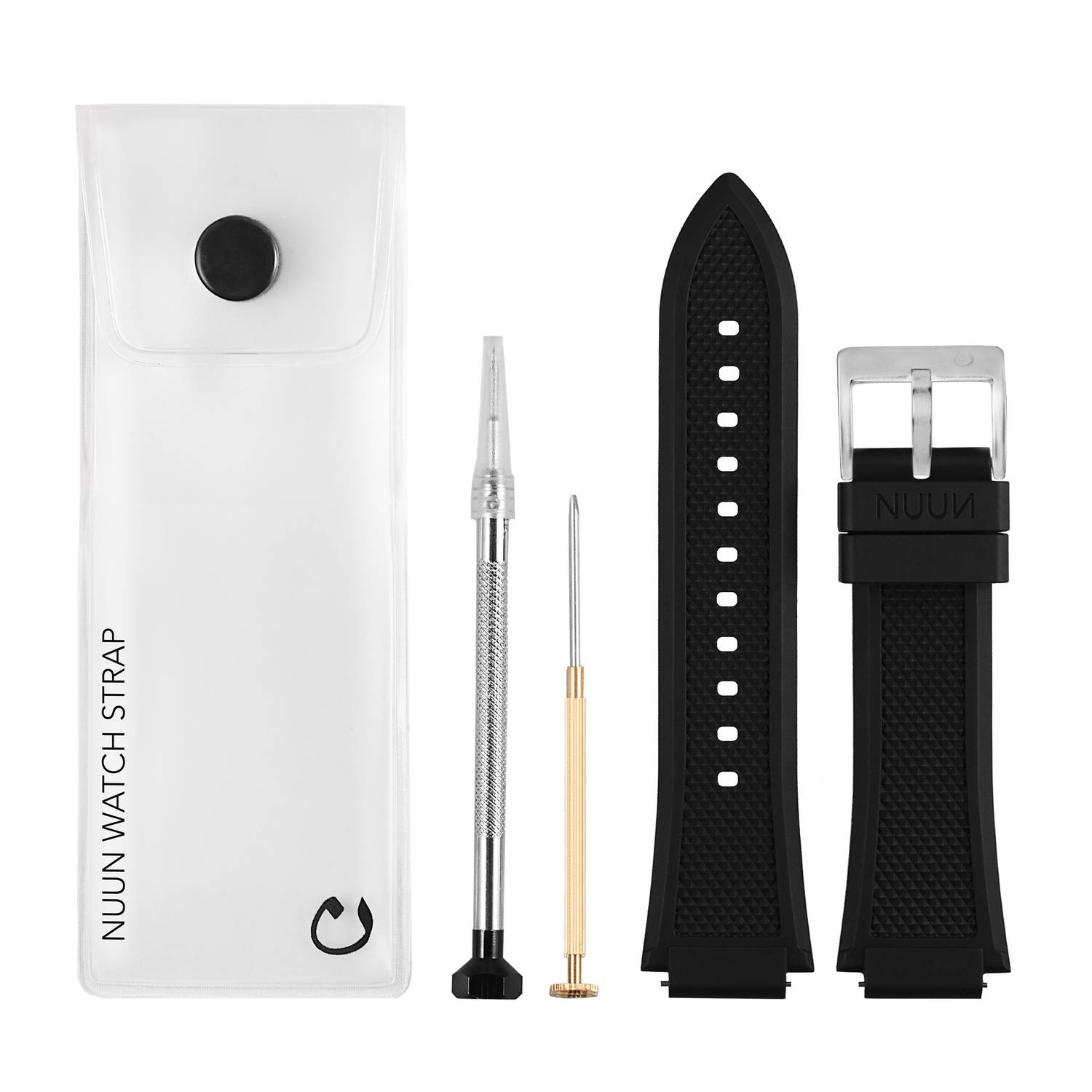 ساعة نون مونتر فضية غير لامعة سوداء / مطاط فضي / فولاذ للجنسين ساعة نون مونتر فضية غير لامعة سوداء / مطاط فضي / فولاذ للجنسين