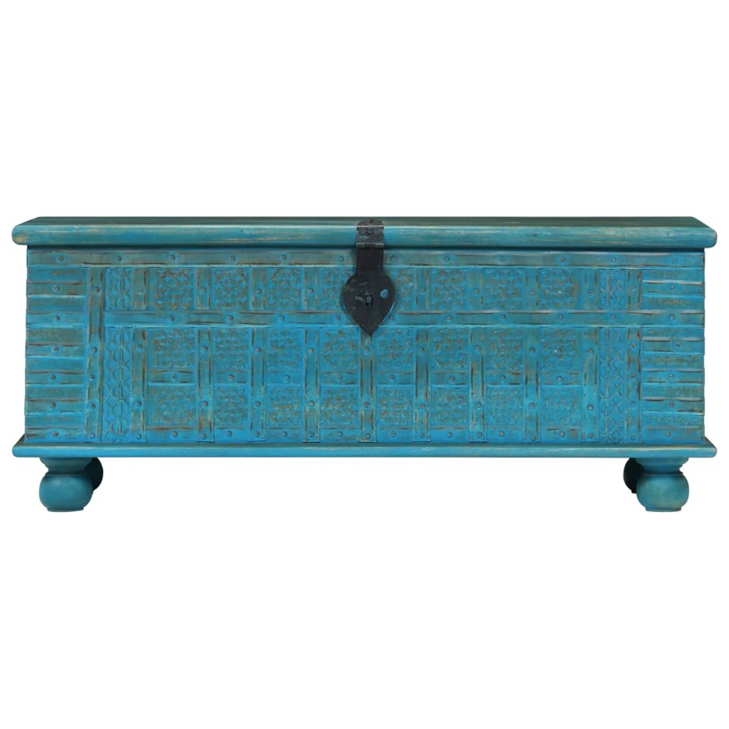 vidaXL Storage Chest Solid Mango Wood Blue 100x40x41 cm vidaXL Storage Chest Solid Mango Wood Blue 100x40x41 cm