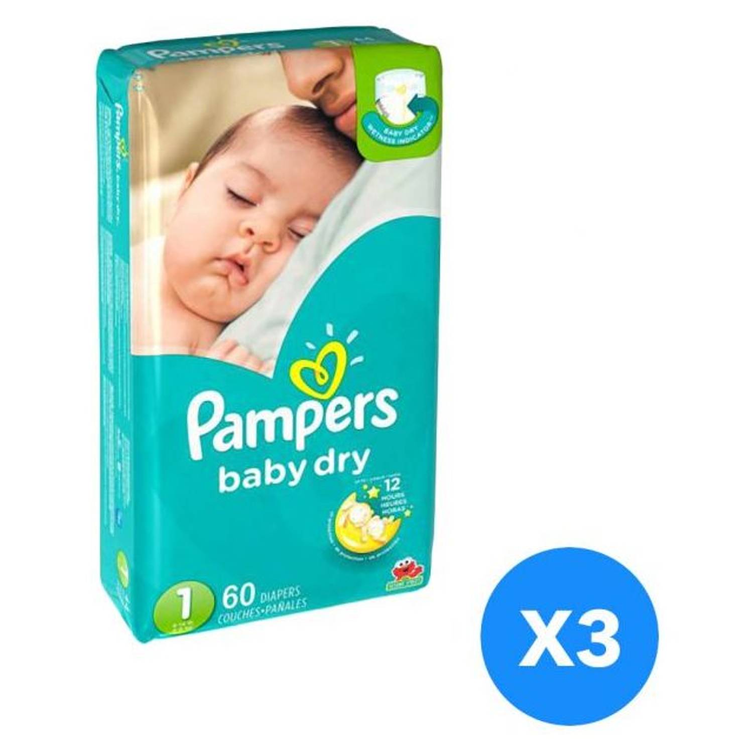 Pampers Baby Dry New Born Size 1 60pcs Set of 3 Pampers Baby Dry New Born Size 1 60pcs Set of 3